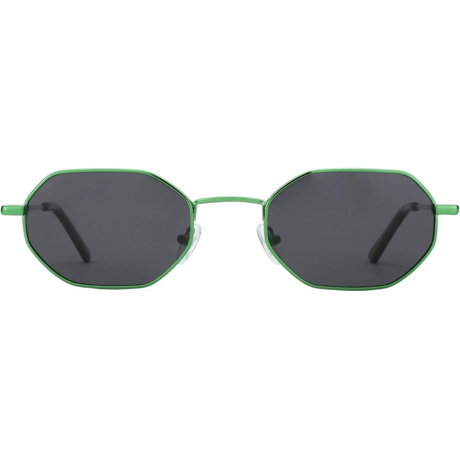 LuxusKollektion Retrosonnenbrille Sonnenbrille achteckig polarisiert Metallrahmen Grün Rahmen Grau Linse (1-St)