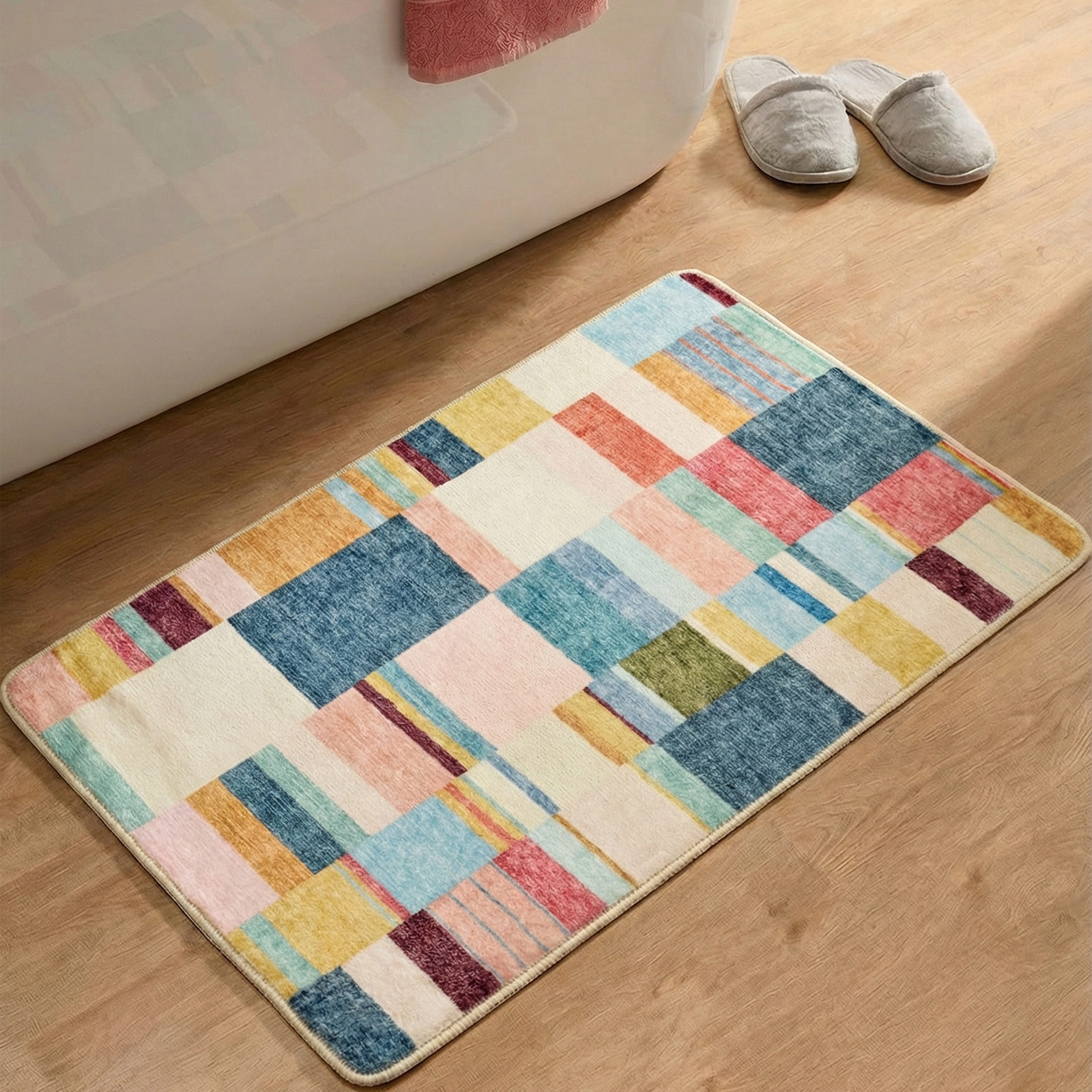 Gino Falcone Badematte Aquata GF-167, Badvorleger, Badezimmer Teppich, Höhe 5 mm, rutschhemmend beschichtet, fußbodenheizungsgeeignet, Kunstfaser, rechteckig, Badteppich, bedruckt, gestreift, modernes Design, rechteckig
