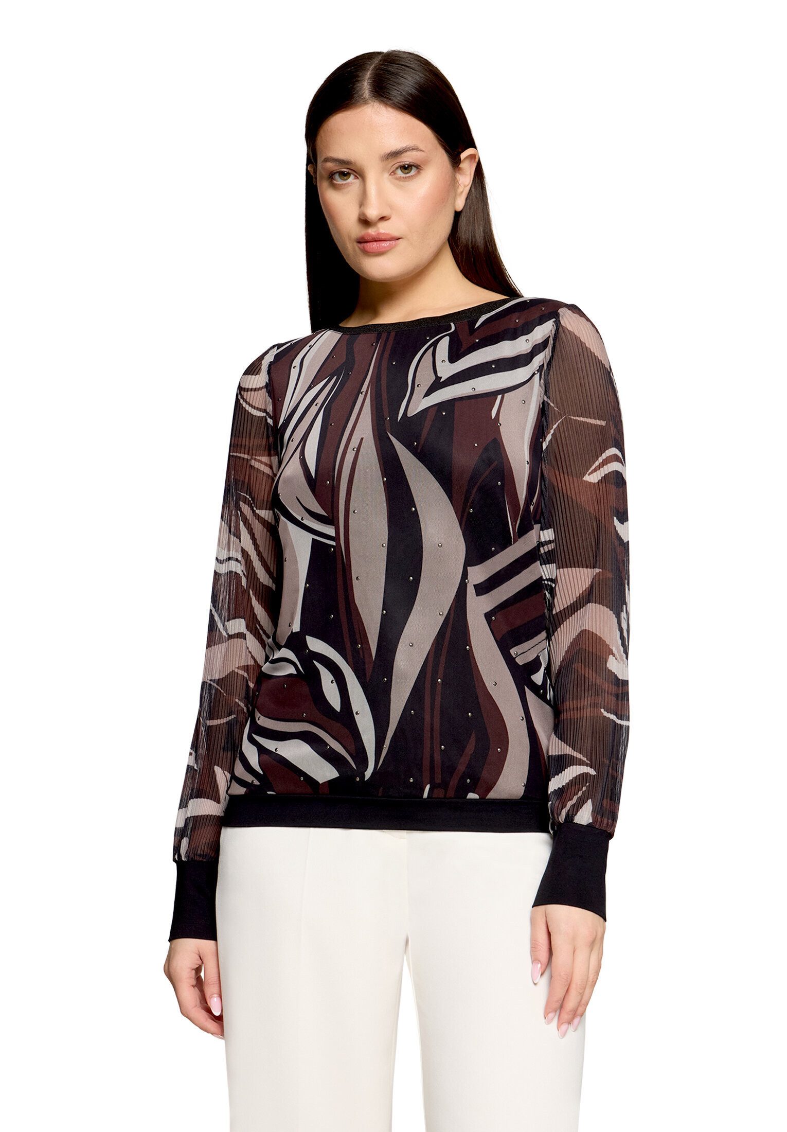 Kurzarmshirt Damen mit Plissee