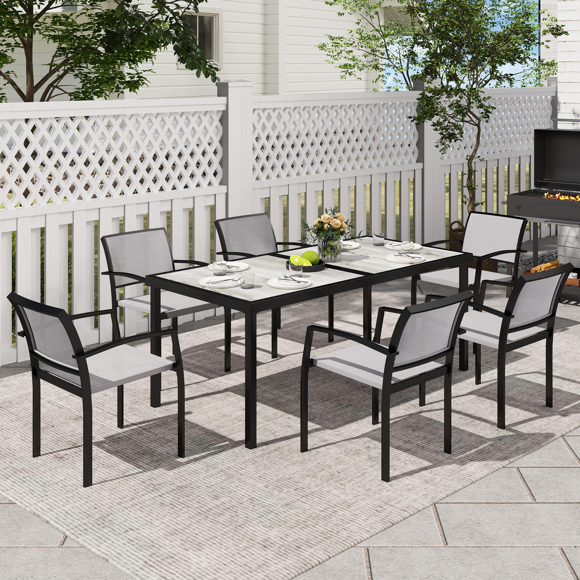 Outsunny Garten-Essgruppe für 6 Personen, Esstisch günstig online kaufen