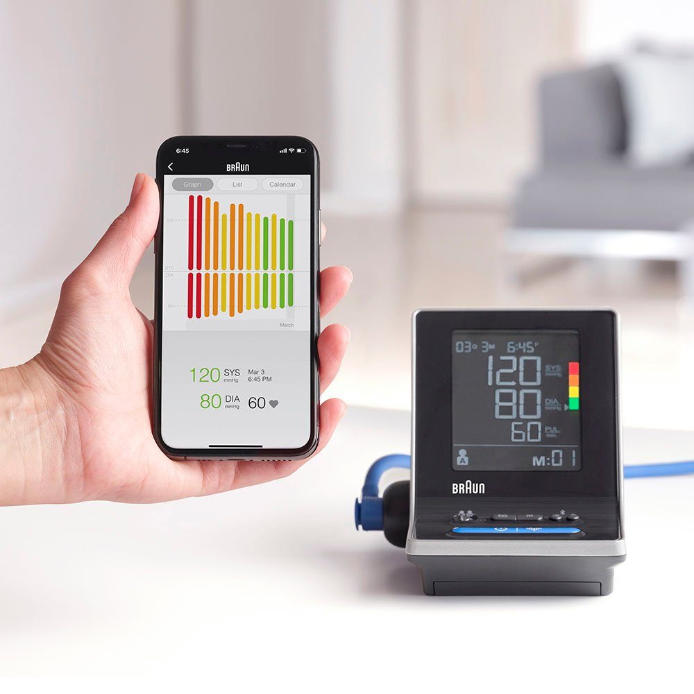 Braun Oberarm-Blutdruckmessgerät ExactFit™ 5 Connect Intelligentes Blutdruckmessgerät - BUA6350EU, für Braun Healthy Heart App – Bild 3 von 5