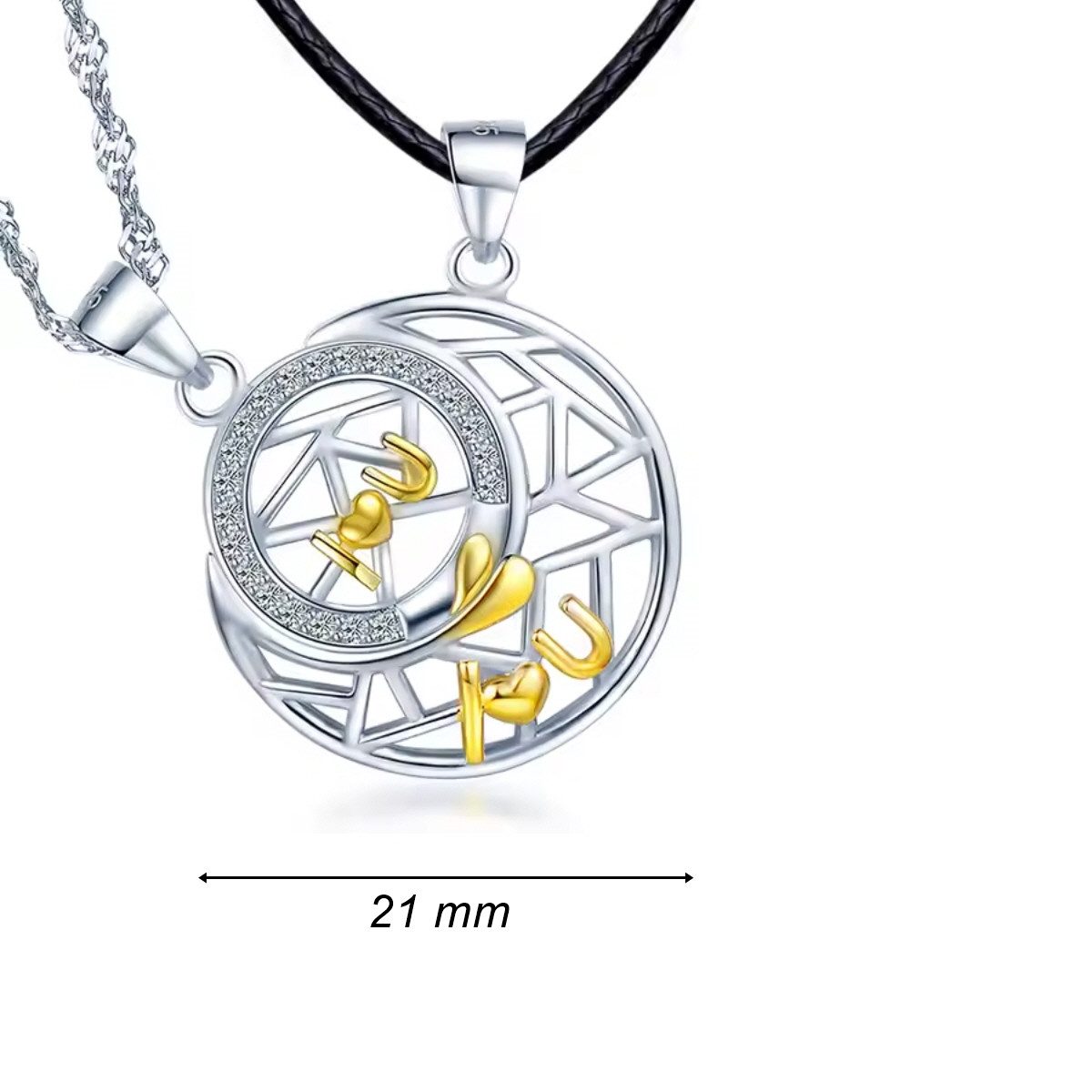 ELLAWIL Partnerkette 2-teilige Partnerkette Stern & Halbmond Liebeskette Pärchenkette (Damen / Kettenlänge 45 cm, Herren / Kettenlänge 54 cm, Sterlingsilber 925 /GESCHENKIDEE / Valentinstag), inklusive Geschenkschachtel