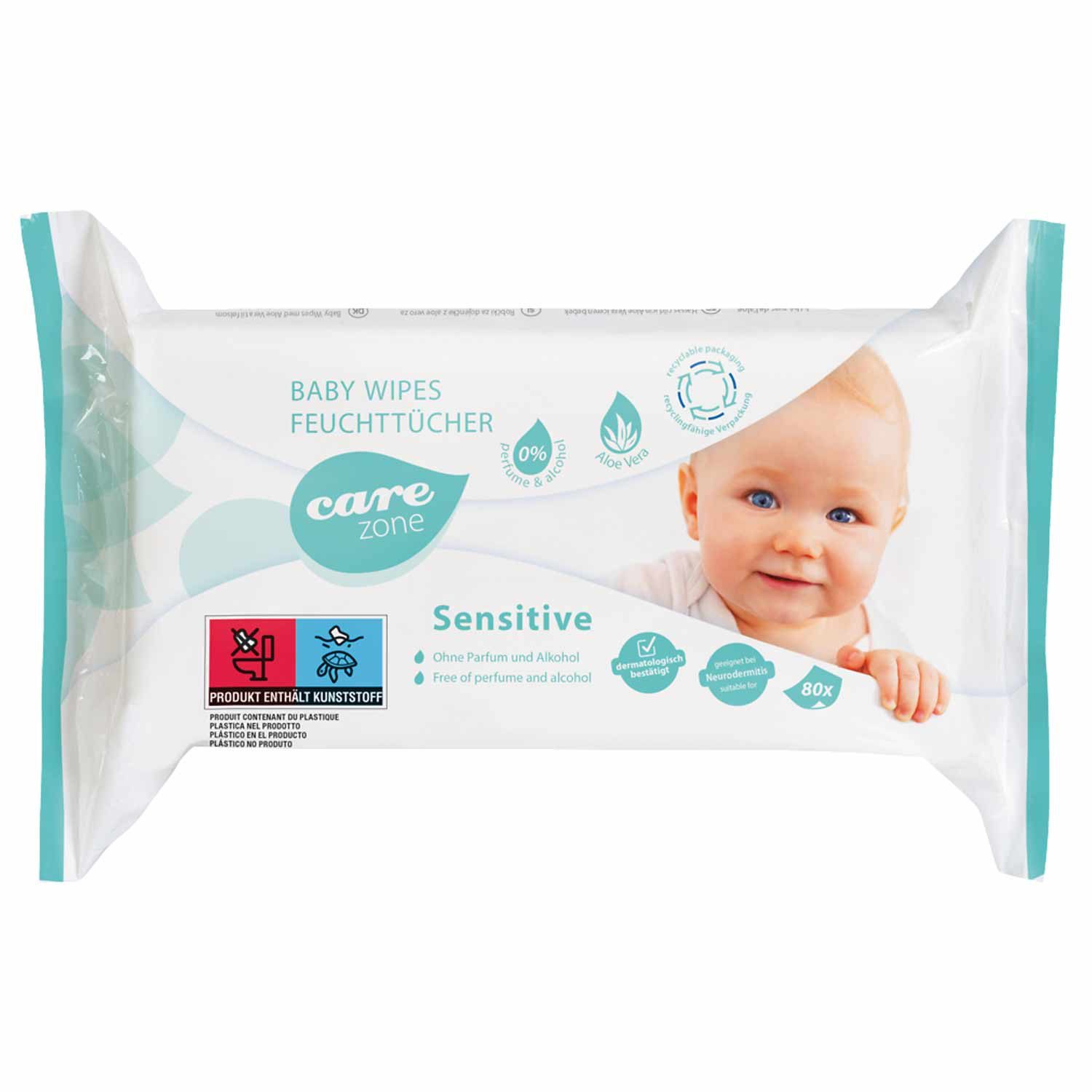 Dr. Schumacher Carezone Babywipes Sensitives - 80 Wipes Pflegetuch (Vlies)