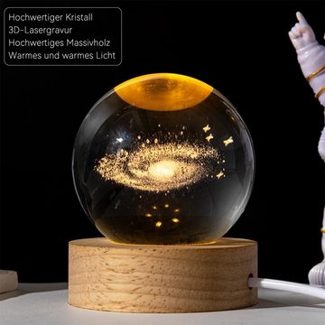 Welikera Dekolicht 3D-Kristallkugel mit Gravur im Inneren und warmem Licht,Galaxie