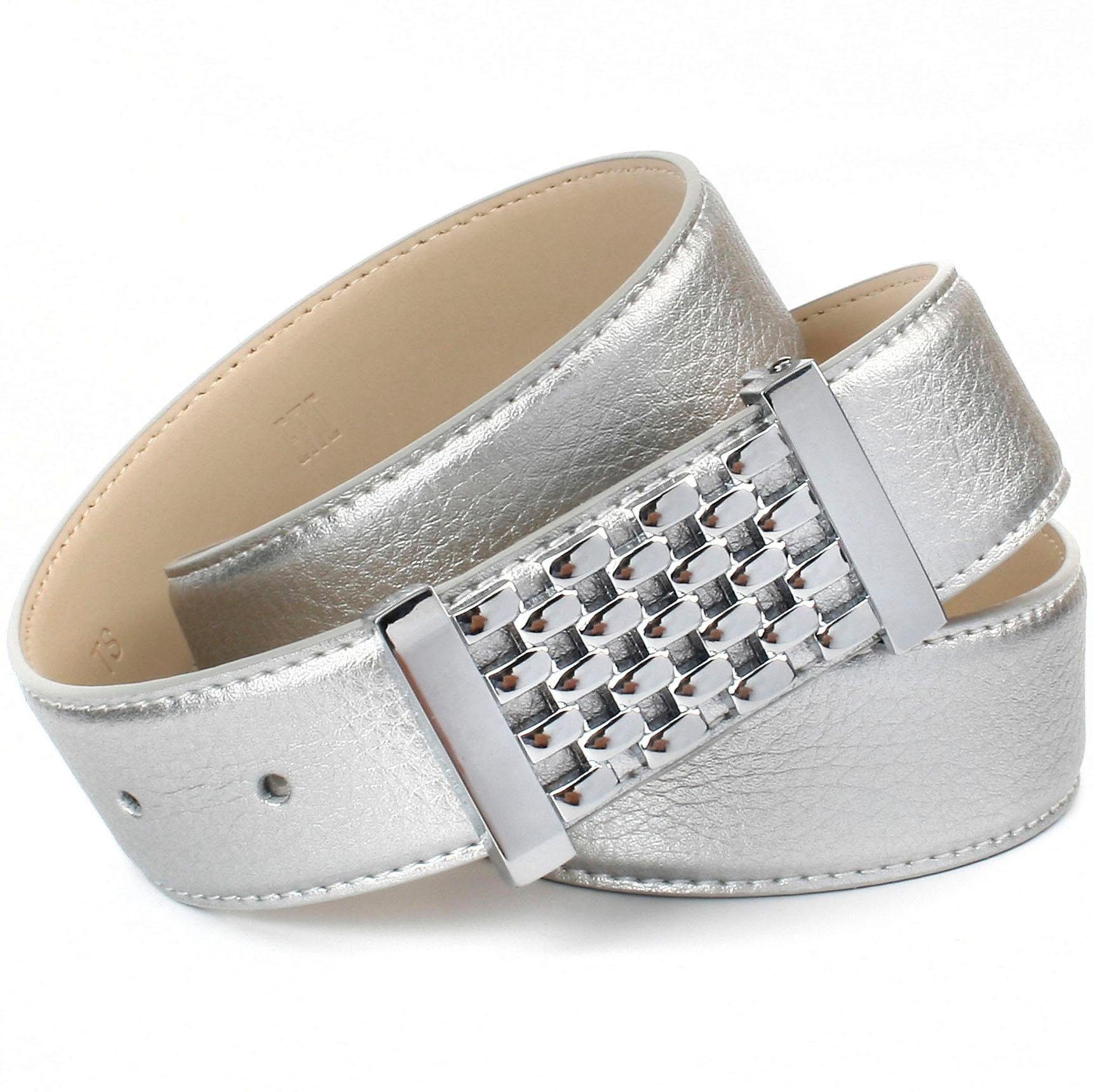 Anthoni Crown Ledergürtel mit dekorativer Schließe in Gitter-Optik