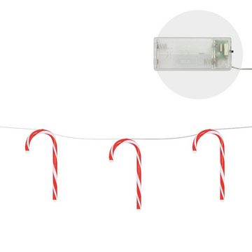 ECD Germany Weihnachtsfigur LED Lichterkette Weihnachten Deko Beleuchtung Zuckerstäbe Candy Cane, 7 Zuckerstangen 28 LEDs Warmweiß 330cm batteriebetrieben mit Timer