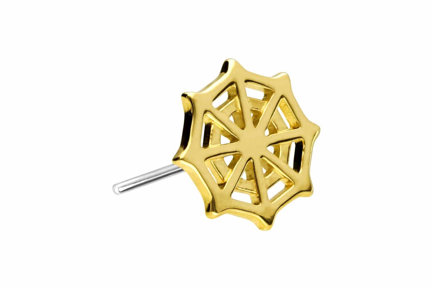 PIERCINGLINE Piercing-Set 14 Karat Gold Aufsatz mit Titan Push Pin SPINNENNETZ (Push Pins, 1-tlg)