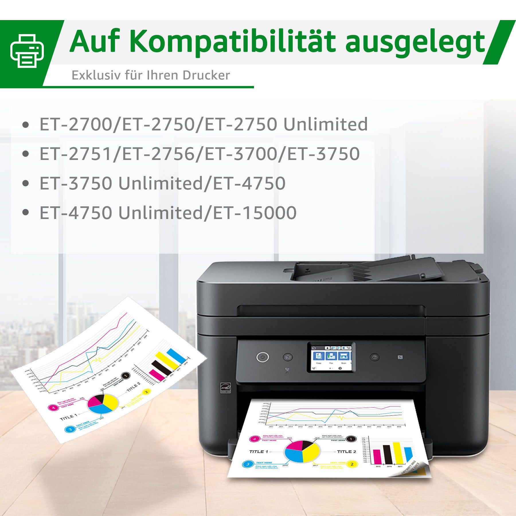 Thumbnail - Greensky 12er Multipack kompatible mit Epson Ecotank 102 104 Nachfülltinte (für EPSON, EPSON 104 EcoTank ET-2710 ET-2711...
