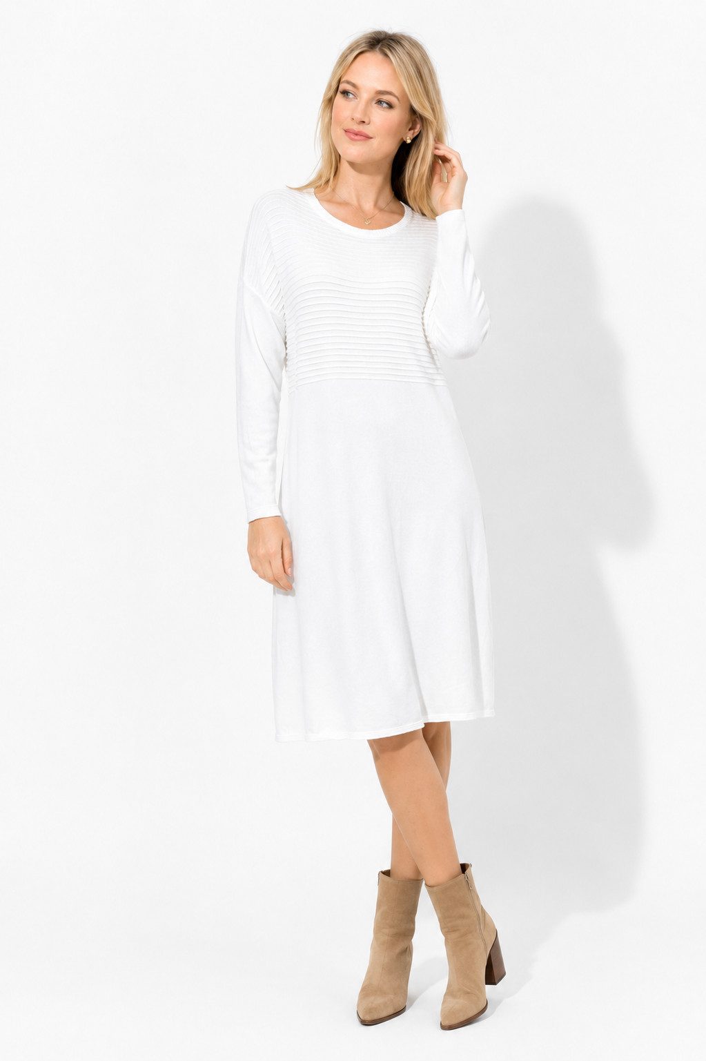 ITALY VIBES Strickkleid - Kleid - langarm - Midikleid - Feinstrickkleid Damen - ITALY VBES ONE SIZE / passend für Größe S - L
