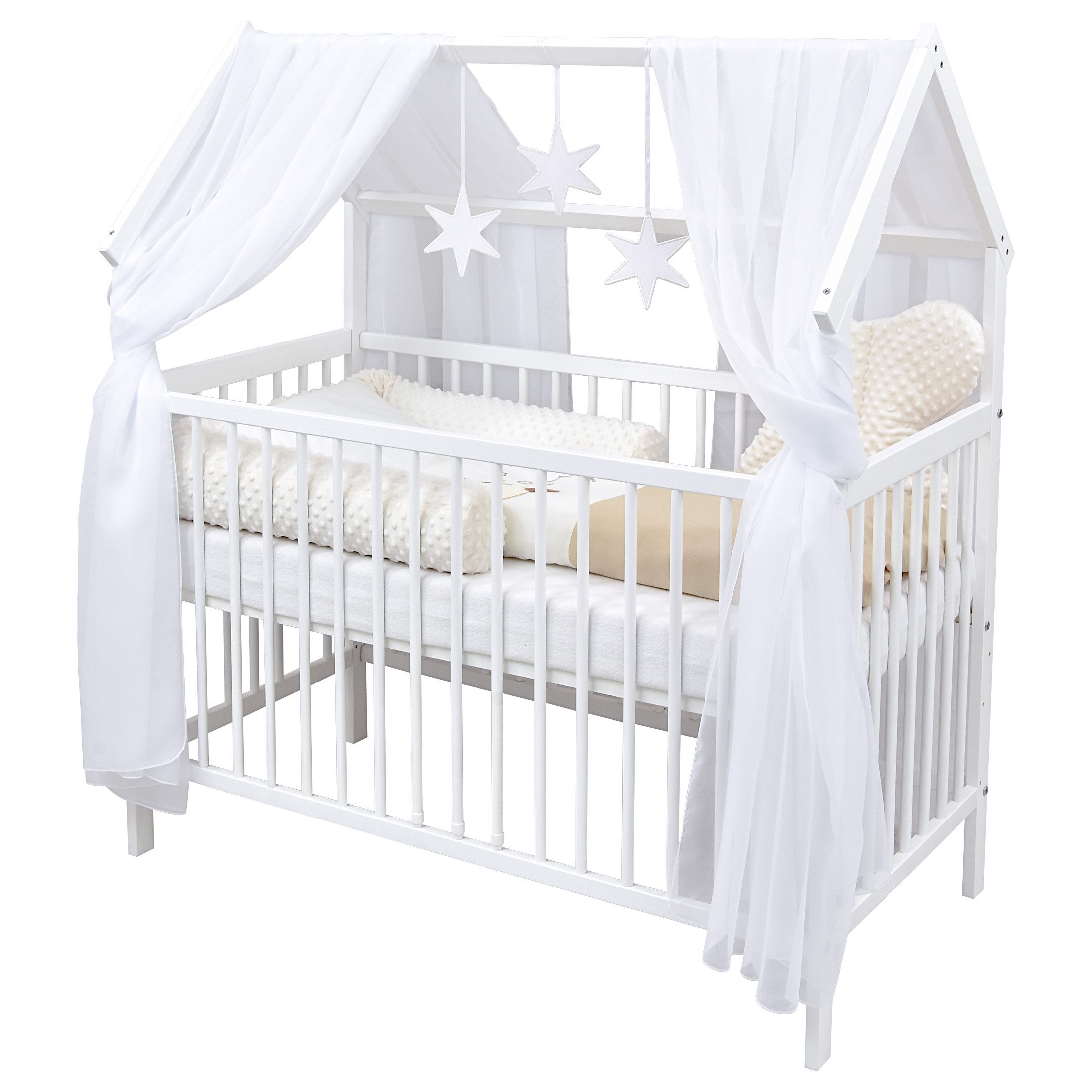 Komplettbett Hausbett Babybett Schutzgitter Komplettset