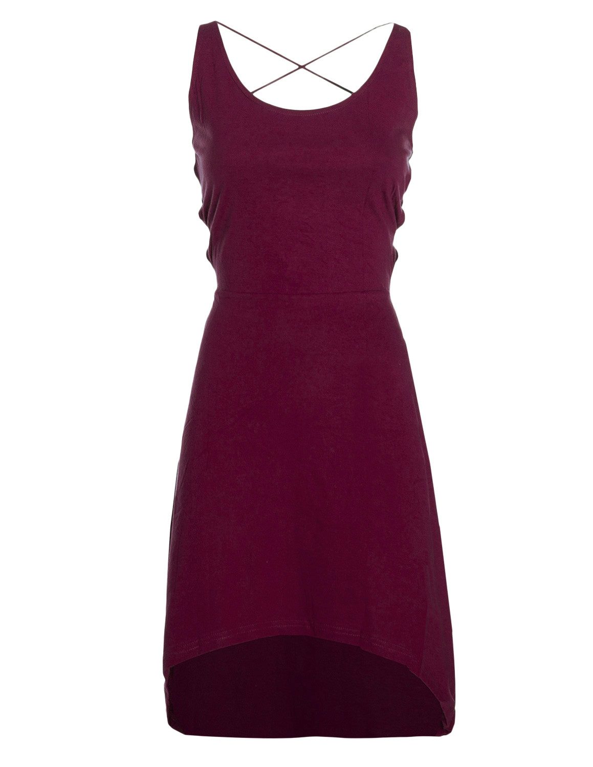 Vishes Sommerkleid Damen Rückenfrei Schnürung Asymmetrisch Baumwolle Alternative Mode, Boho, Hippie, Ethno, Festival