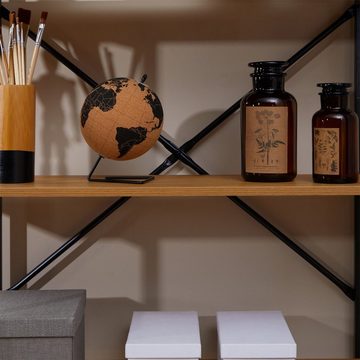 CARO-Möbel Bücherregal MEDA, Regal im Industrial Stil aus Metall in schwarz und MDF Wildeiche 5 Reg