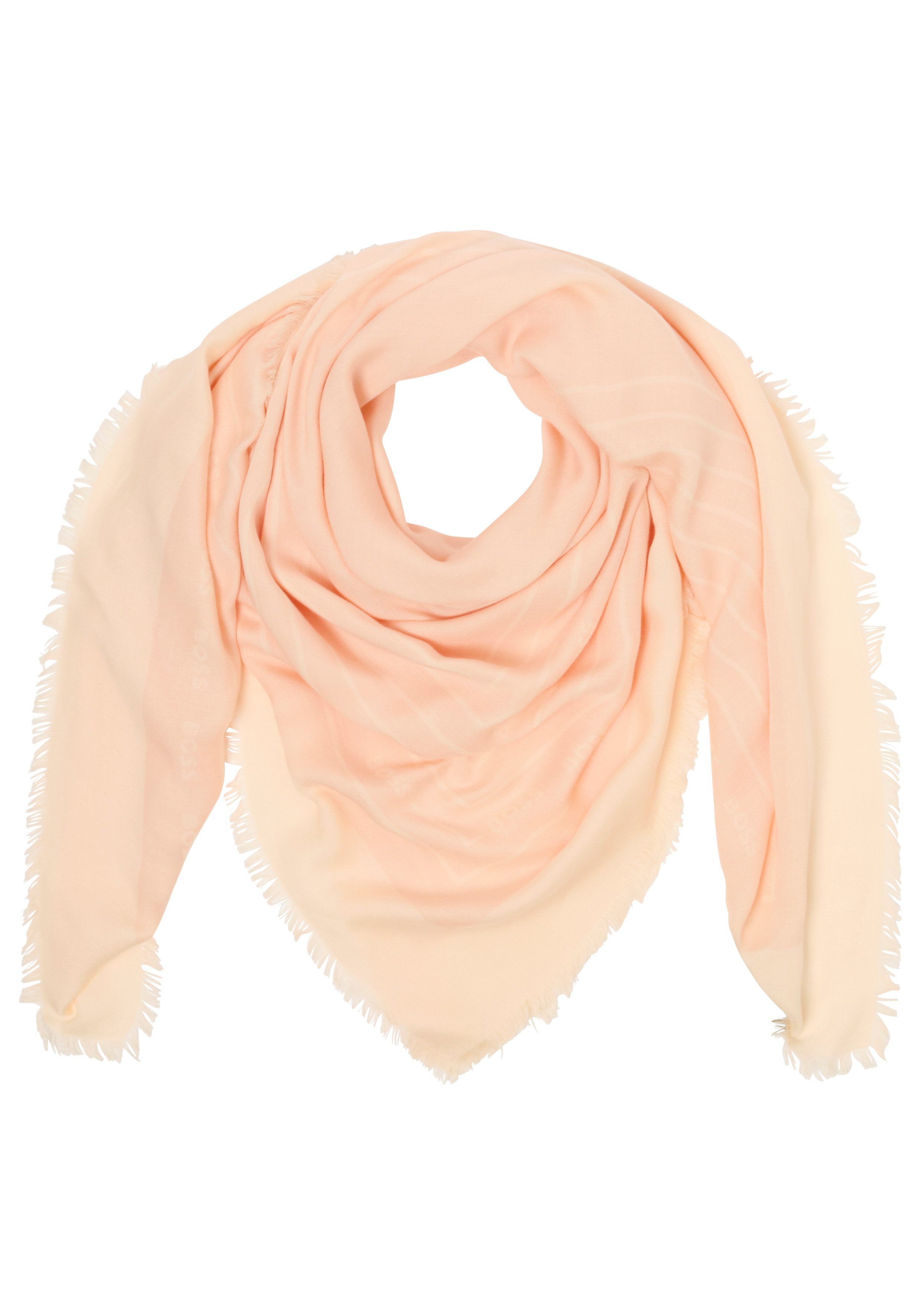 BOSS Schal Laik 120*120, mit BOSS-Logoschriftzügen, rundum kleine Fransen