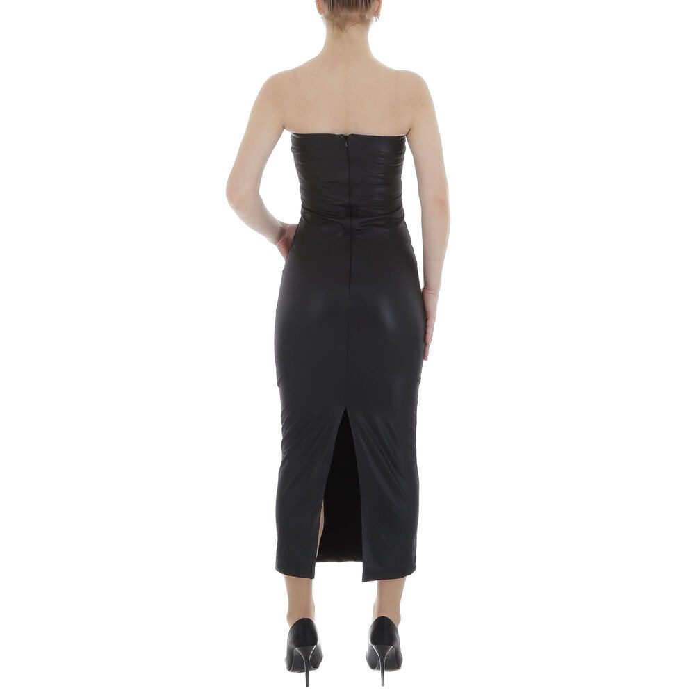 Ital-Design Lederkleid Damen Party & Clubwear Pencil (85989798) Stretch Lederoptik Maxikleid in Schwarz