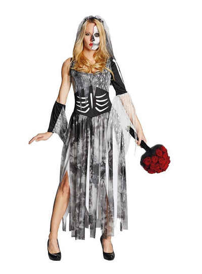 Rubie´s Kostüm Zombiebraut, In Fransen geschnittenes Hochzeitskostüm für Untote