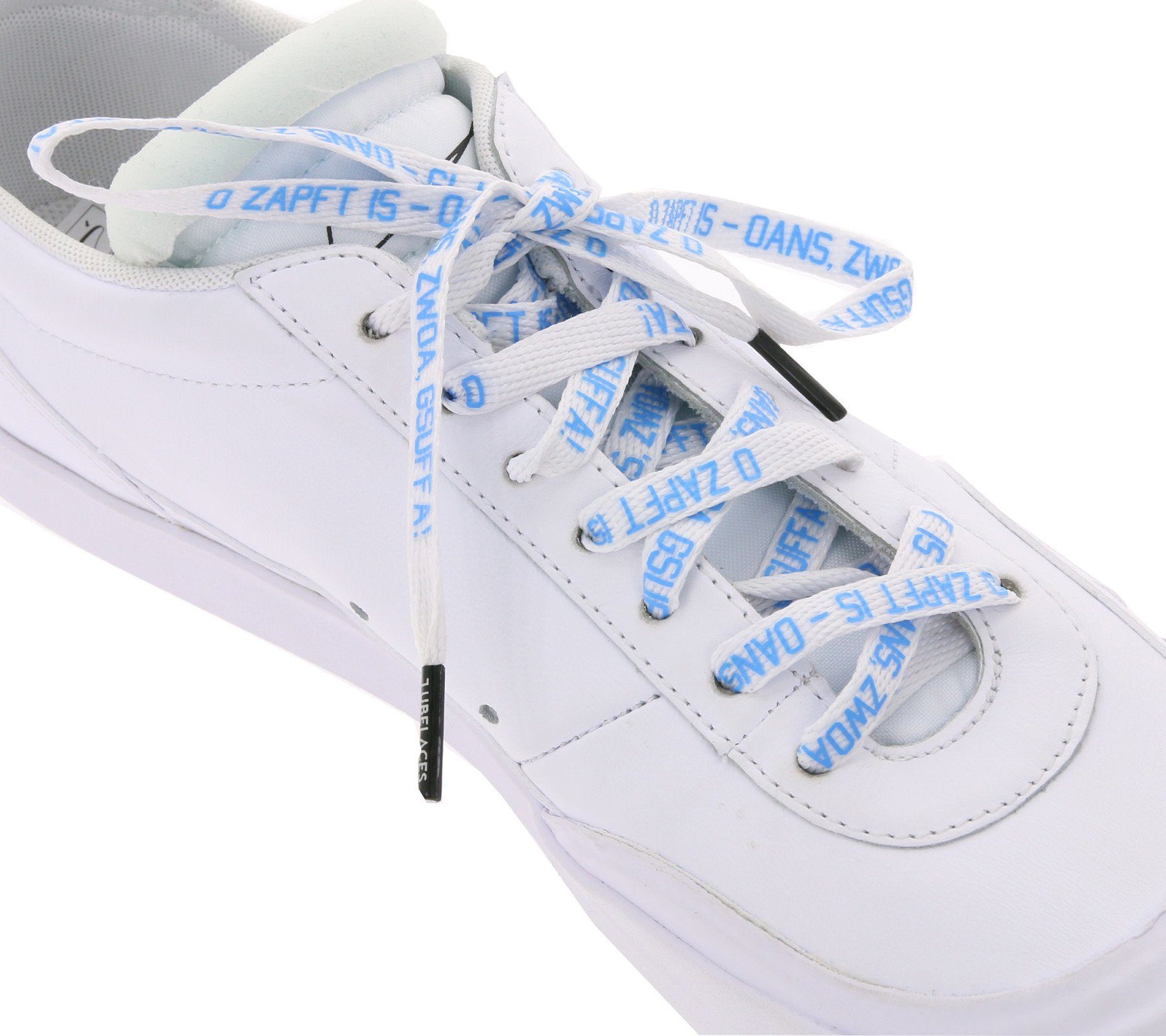 Tubelaces Schnürsenkel TubeLaces Schuhe Schnürbänder witzige Schnürsenkel Schuhbänder O´zapft is Weiß/Hellblau