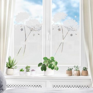 Fensterfolie statisch haftend Motiv Fensterdeko Blüten Bordüre Blume, Bilderdepot24, blickdicht, Innen Fenster Tür Balkontür Küche Badezimmer Wohnzimmer Schlafzimmer