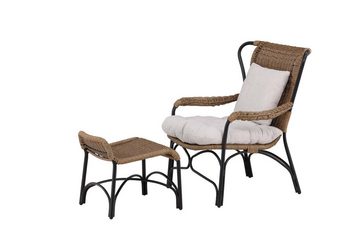 ebuy24 Gartenlounge-Set Loreto Sessel mit Gartenkissen mit Hocker schwarz.
