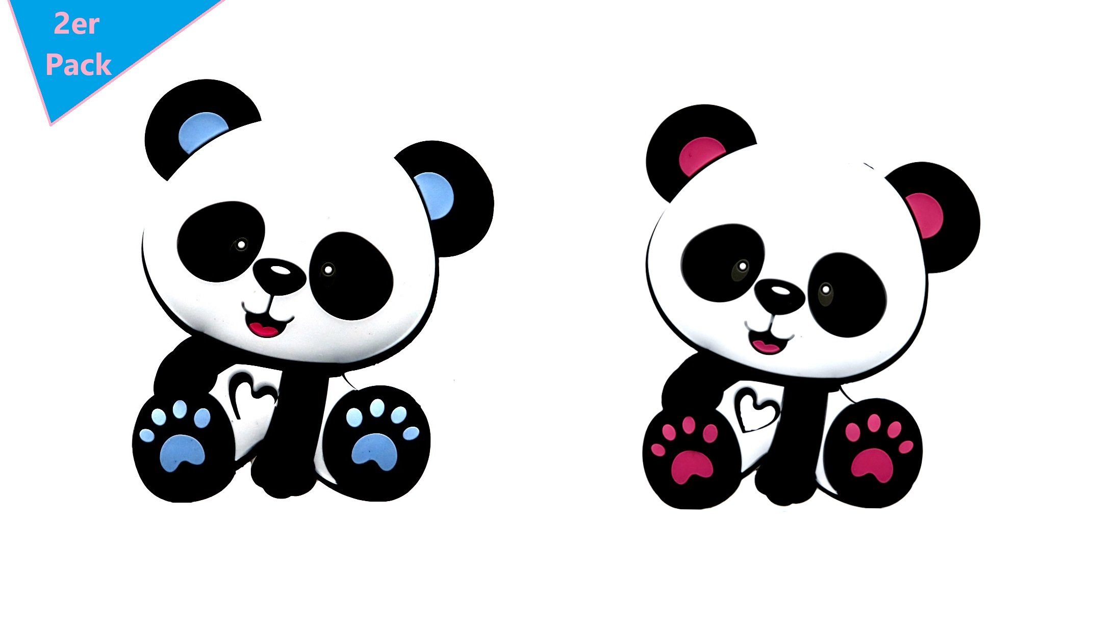 Kinder Babypflege LIMDIX Beißring Panda Bär Baby Beißring aus Silikon BPA-frei - Zahnungshilfe - 2er PACK