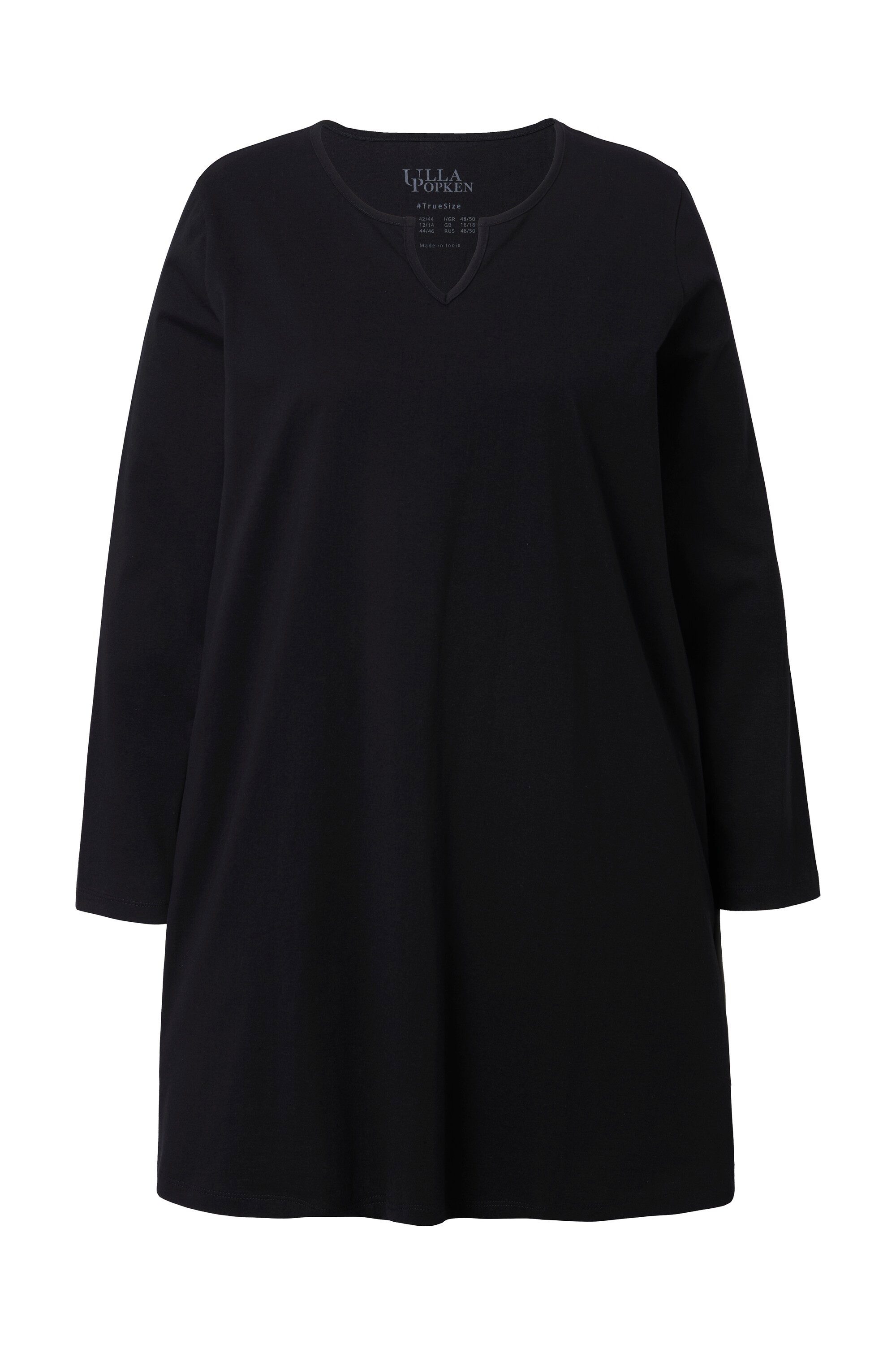 Ulla Popken Longshirt Longshirt A-Linie Tunika-Ausschnitt Langarm günstig online kaufen