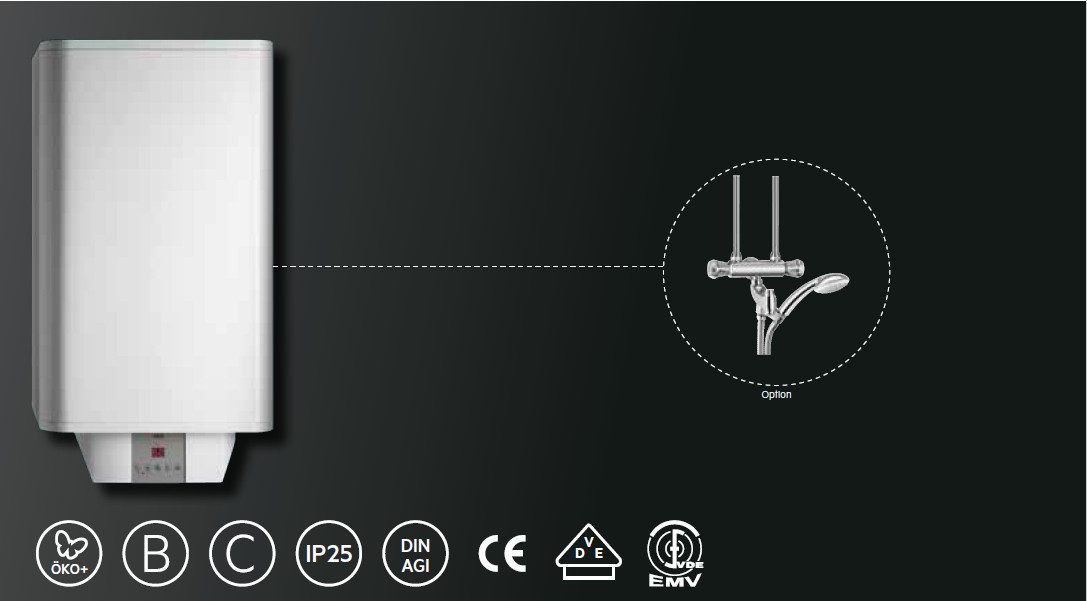 AEG Haustechnik Wandspeicher DEM 80 Comfort EL, Wandspeicher 80 Liter, (max. 85°C), energiesparend mit 3 Eco-Funktionen, gradgenaue Temperaturwahl