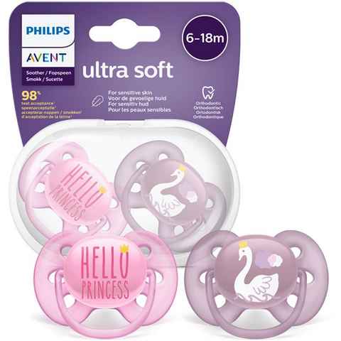 Philips AVENT Schnuller ultra soft SCF223/02, Kiefergerecht, ultraweich und flexibel, inkl.Transportbehälter