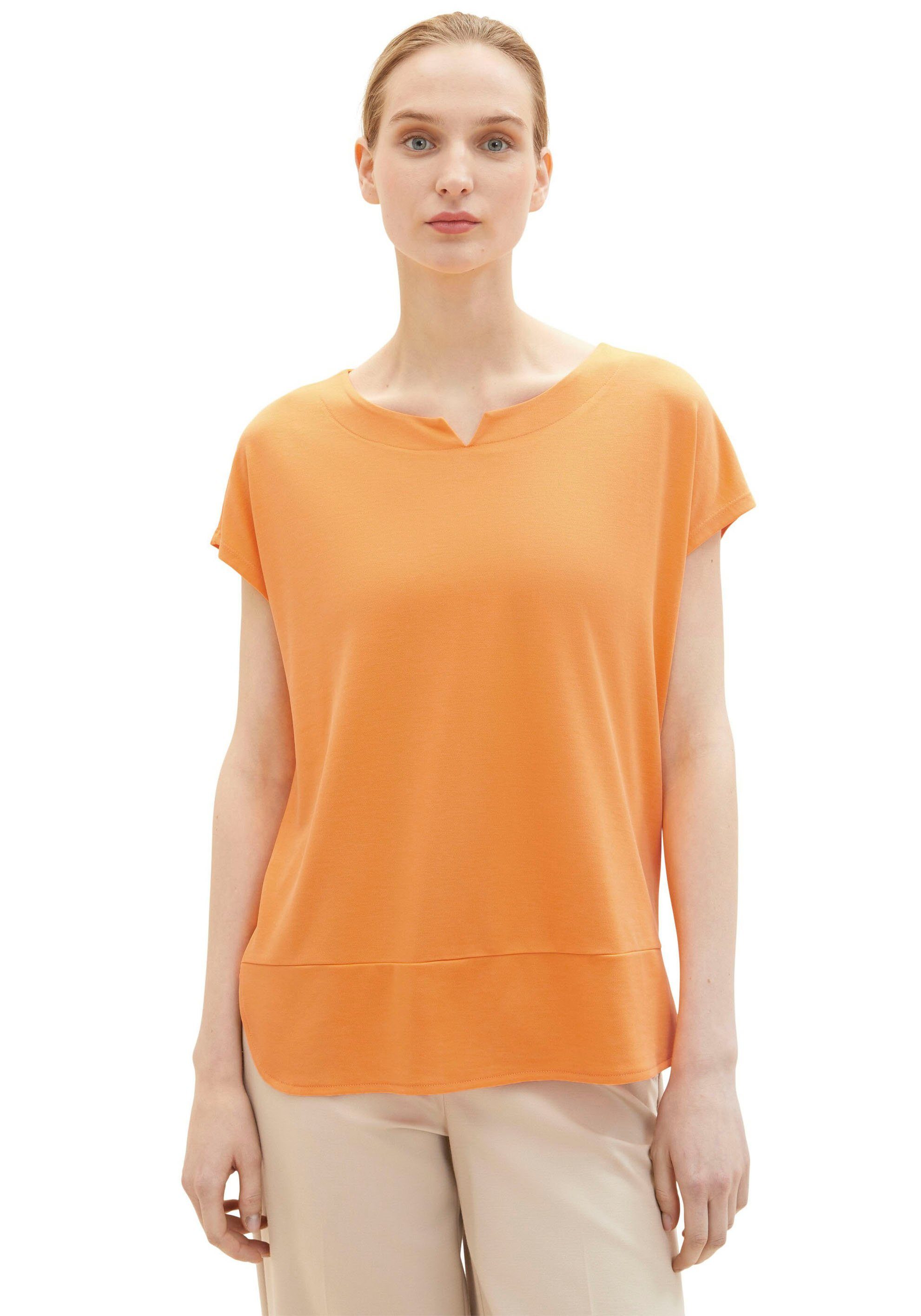 ist der günstigste Versandhandel TOM TAILOR man raffiniertem mit Ausschnittschlitz T-Shirt bright