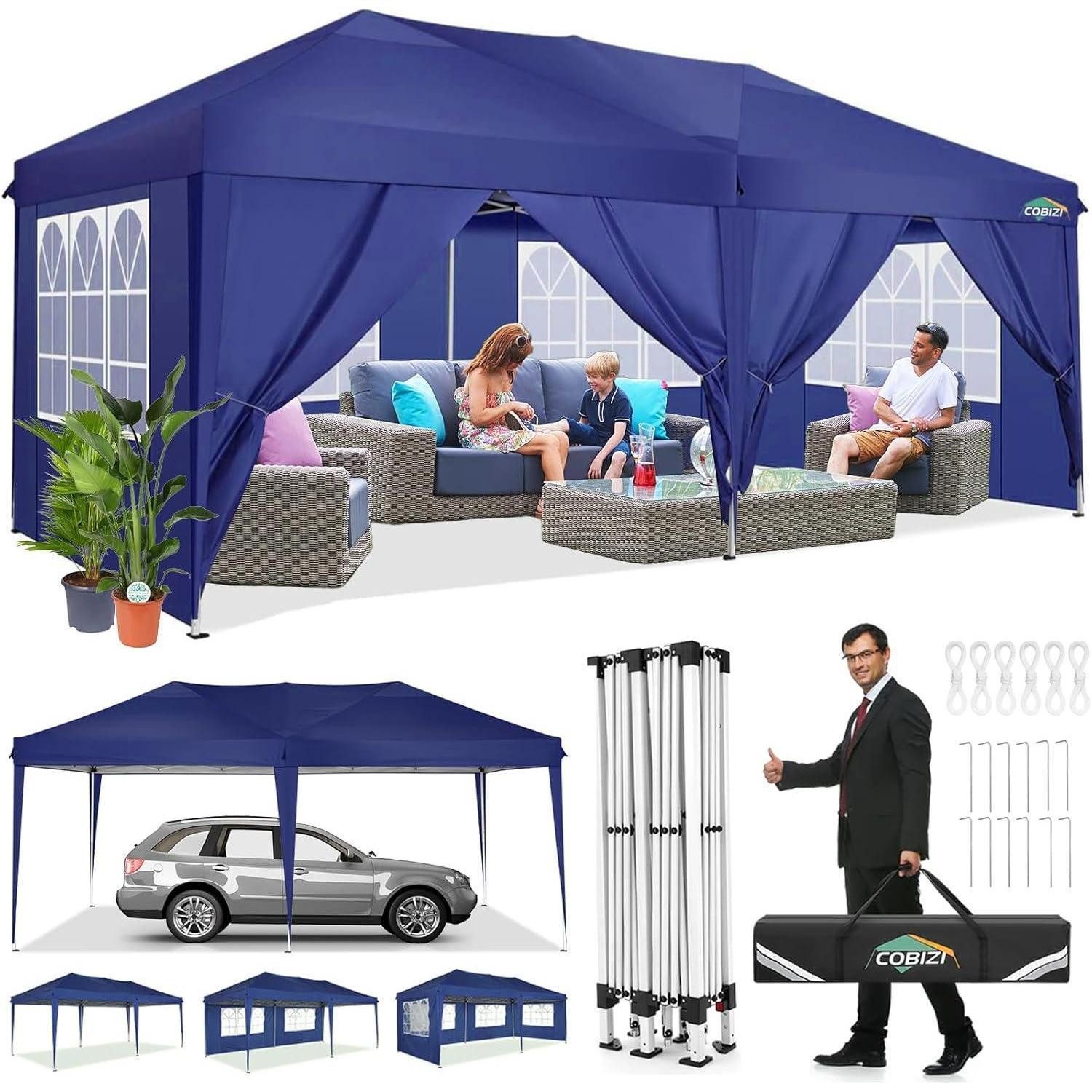 COBIZI Faltpavillon Faltpavillon 3x6 Wasserdicht Winterfest Pop Up Pavillon klappbar