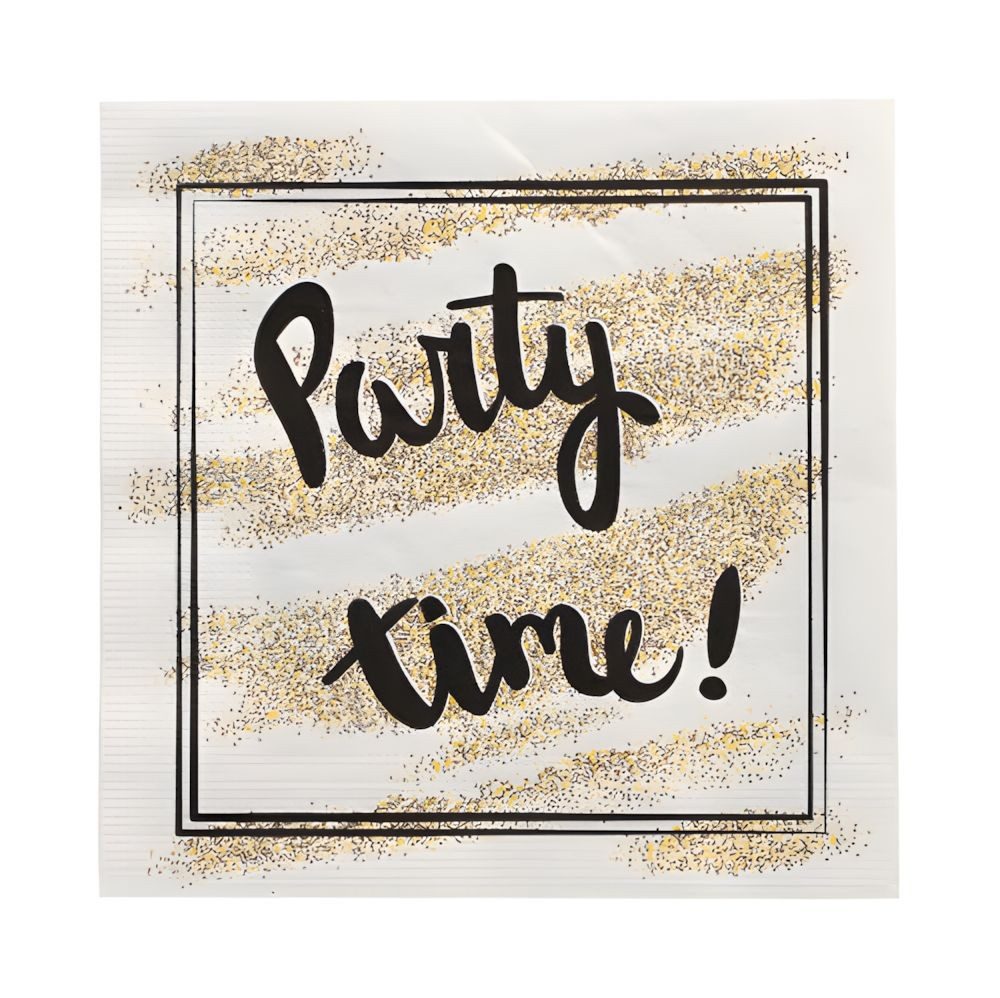 PAPSTAR Papierserviette Servietten, 3-lagig 1/4-Falz 33 cm x 33 cm Party Time 300 Stk