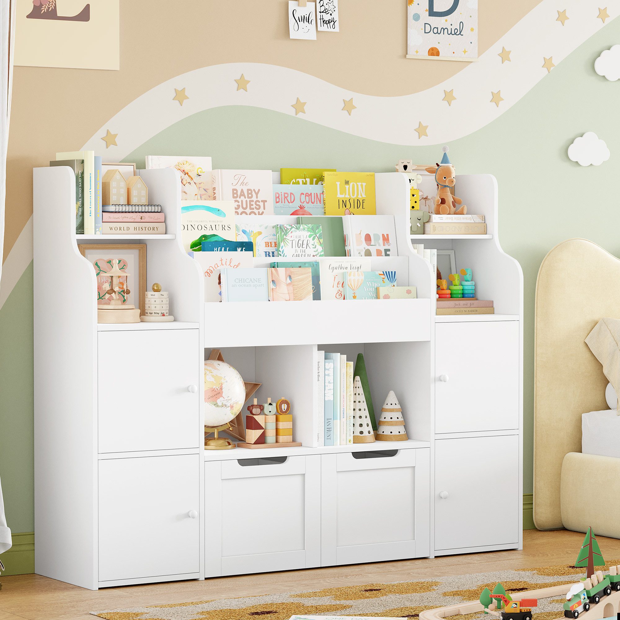 Homfa Kinderregal Spielzeugtruhe mit 2 Schubladen günstig online kaufen