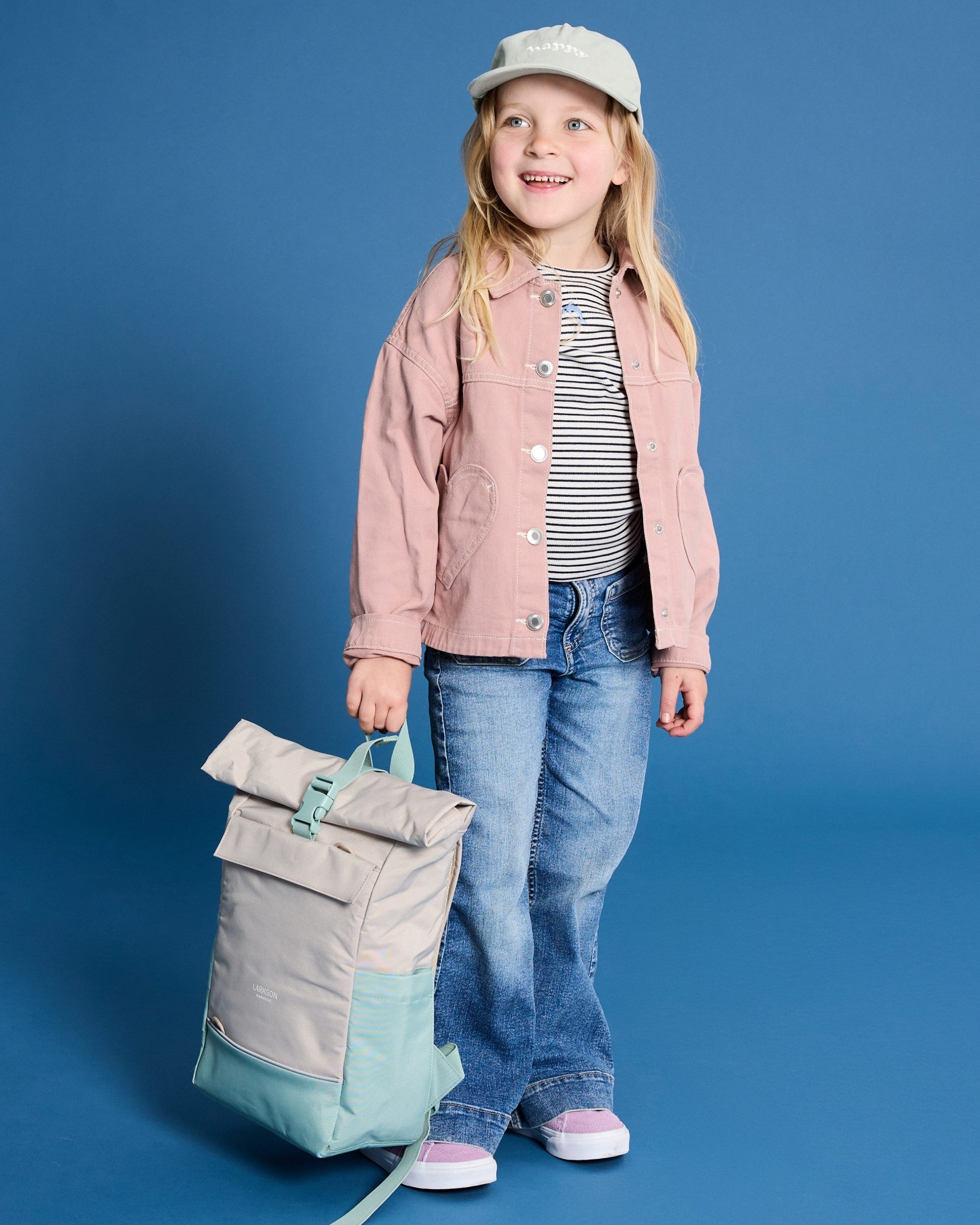 LARKSON Kinderrucksack Kjell Rucksack für Mädchen & Jungen, Rolltop Kinderrucksack mit Brustgurt