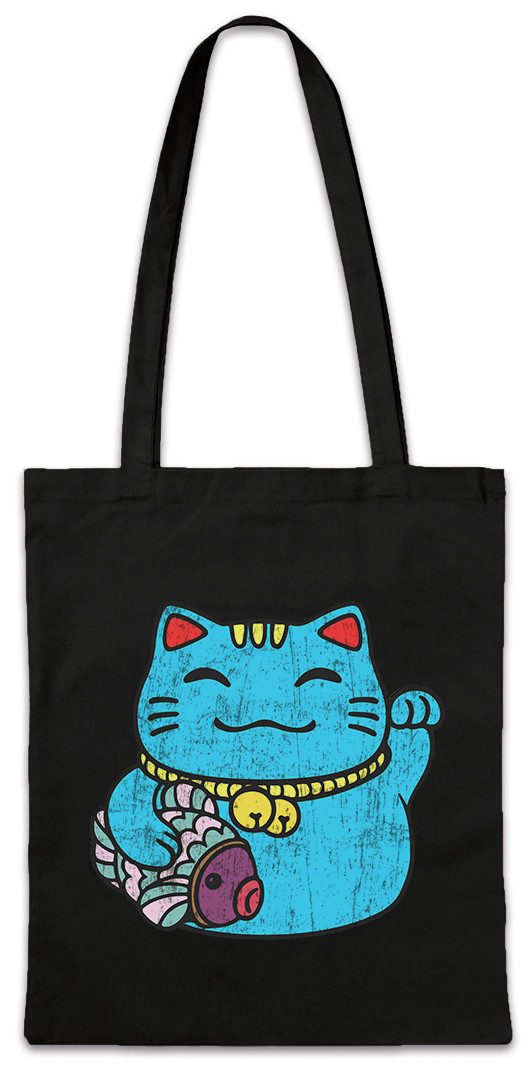Beuteltasche Maneki Neko III Stofftasche Winkekatze Maneki-neko Manekineko Winkende