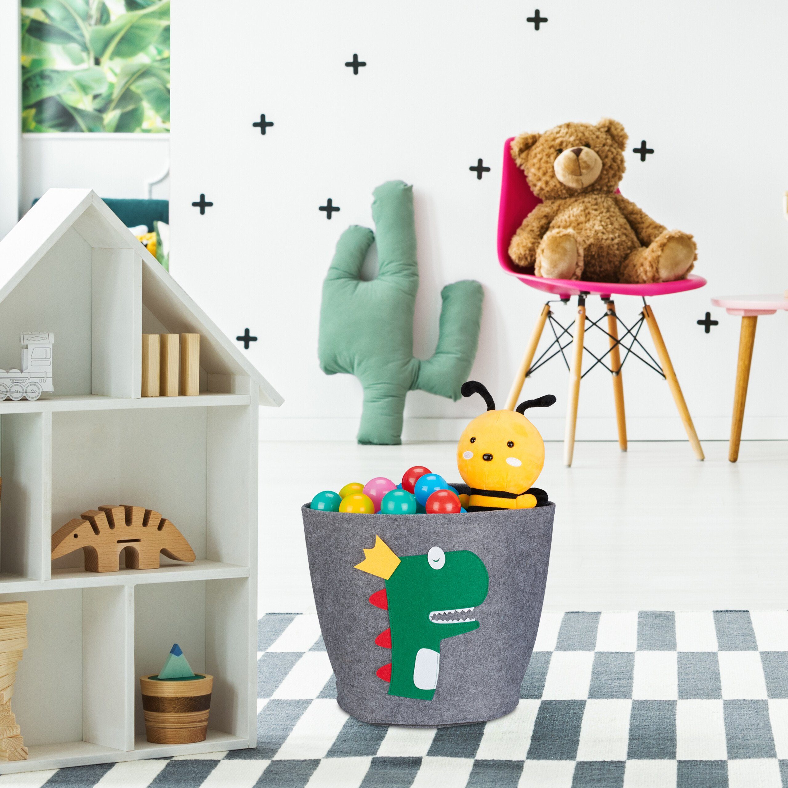 relaxdays Aufbewahrungsbox Aufbewahrungskorb für Kinder, Dino günstig online kaufen