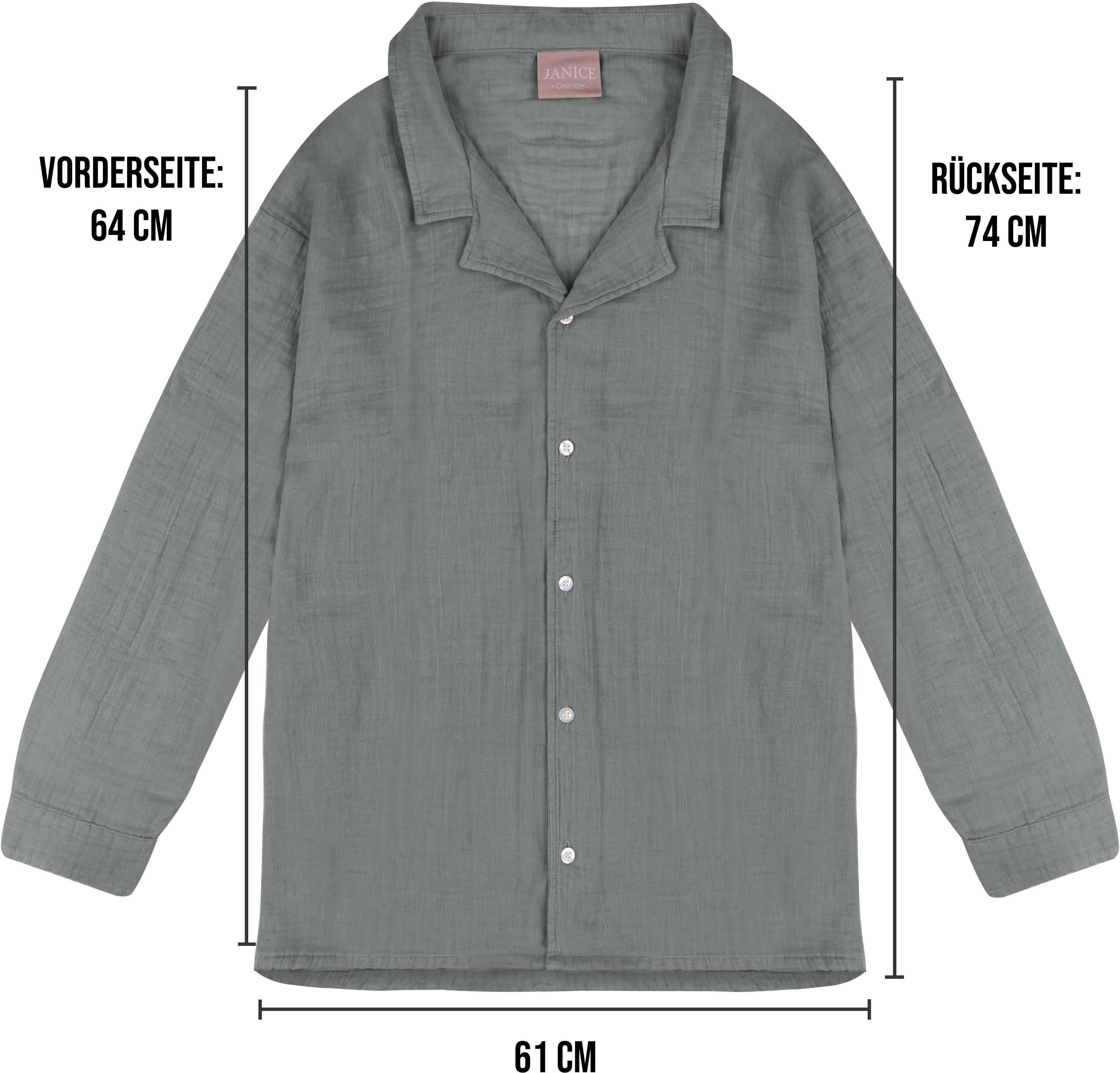 Janice Midikleid Damen Musselin Hemdbluse mit kurzer Hose Sommerbluse Bluse mit kurzer Hose für Frauen