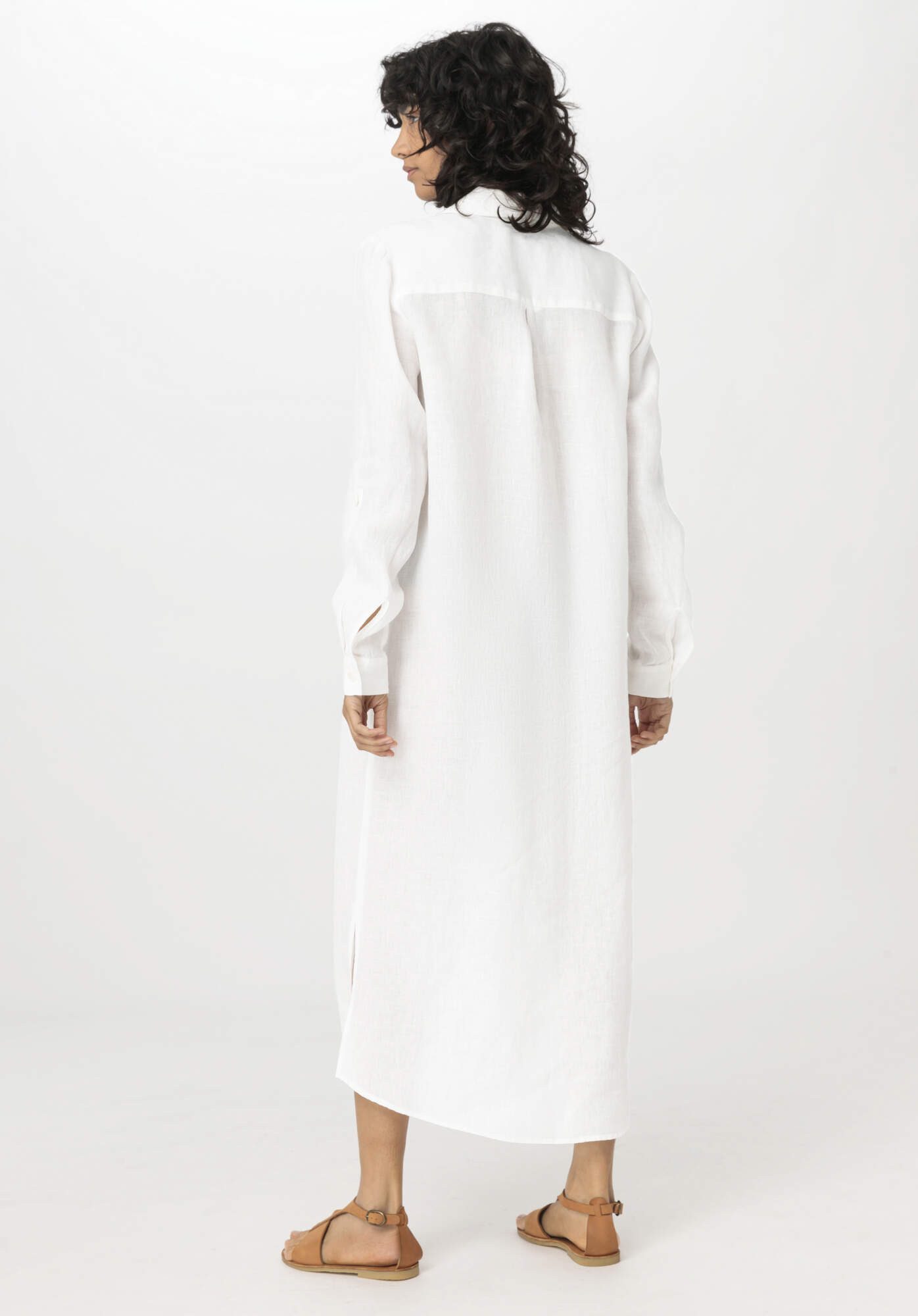 Hessnatur A-Linien-Kleid Midi Relaxed aus reinem Leinen (1-tlg)