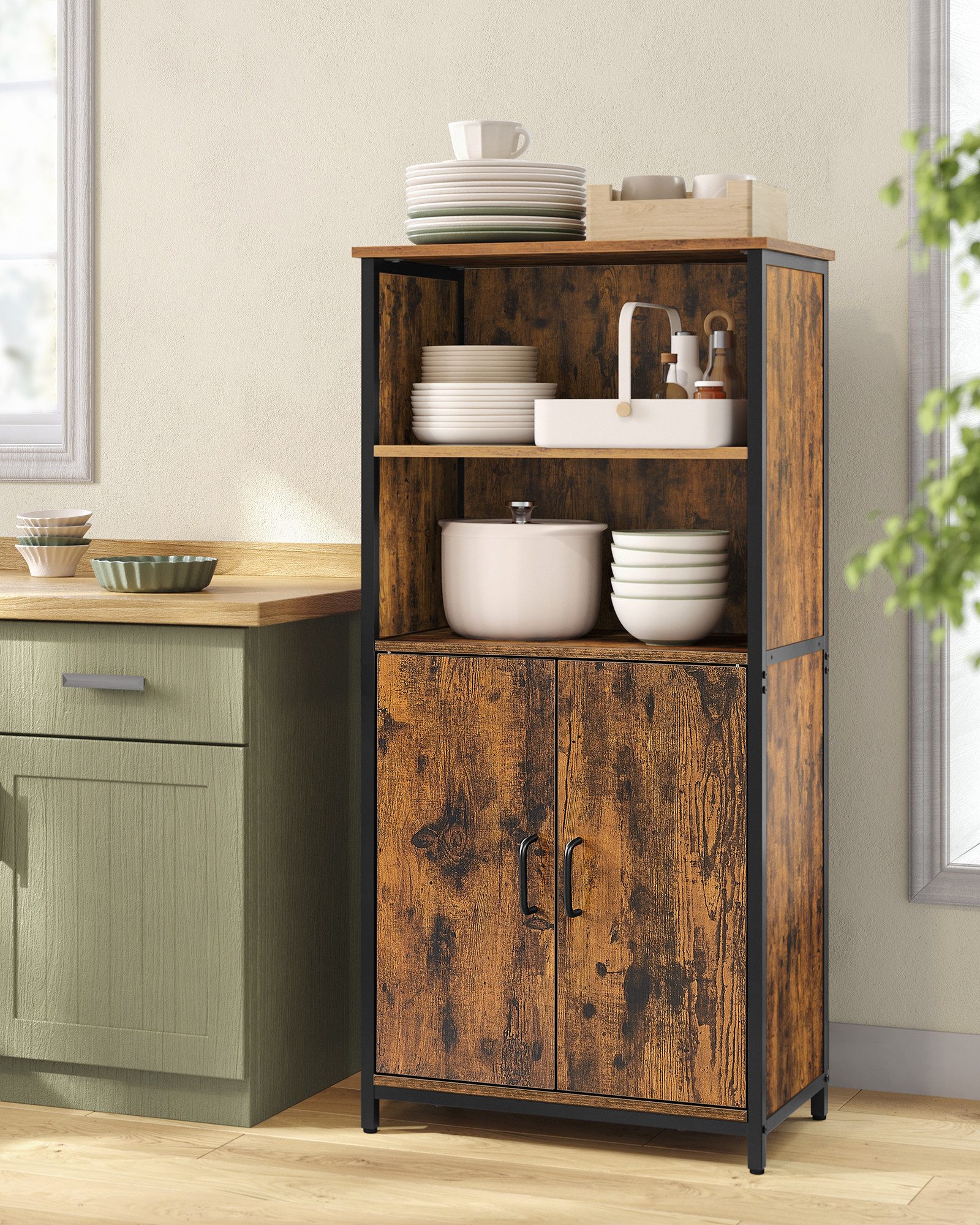 VASAGLE Highboard Küchenschrank, verstellbare Regalebene, 2 günstig online kaufen