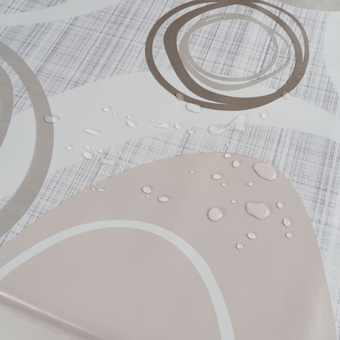laro Tischdecke laro Wachstuch-Tischdecke Wachstischdecke Kreiswogen Weiß Beige – Bild 5 von 5