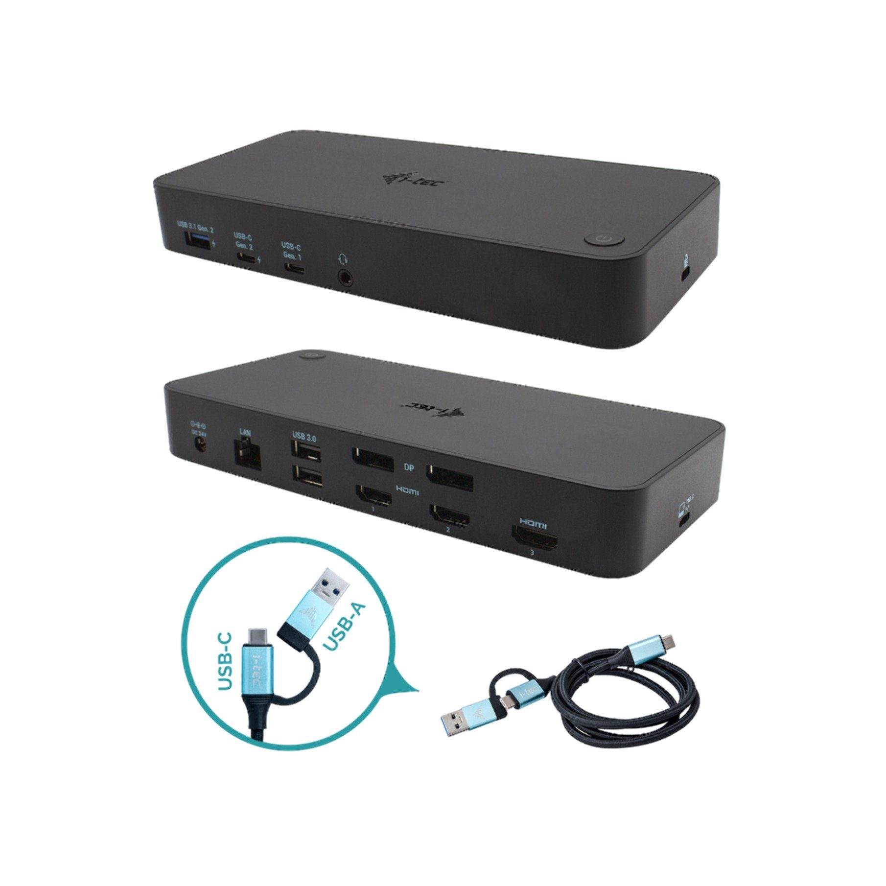 I-TEC Laptop-Dockingstation USB 3.0 / USB-C / Thunderbolt, 3x 4K Docking Station + Power Delivery