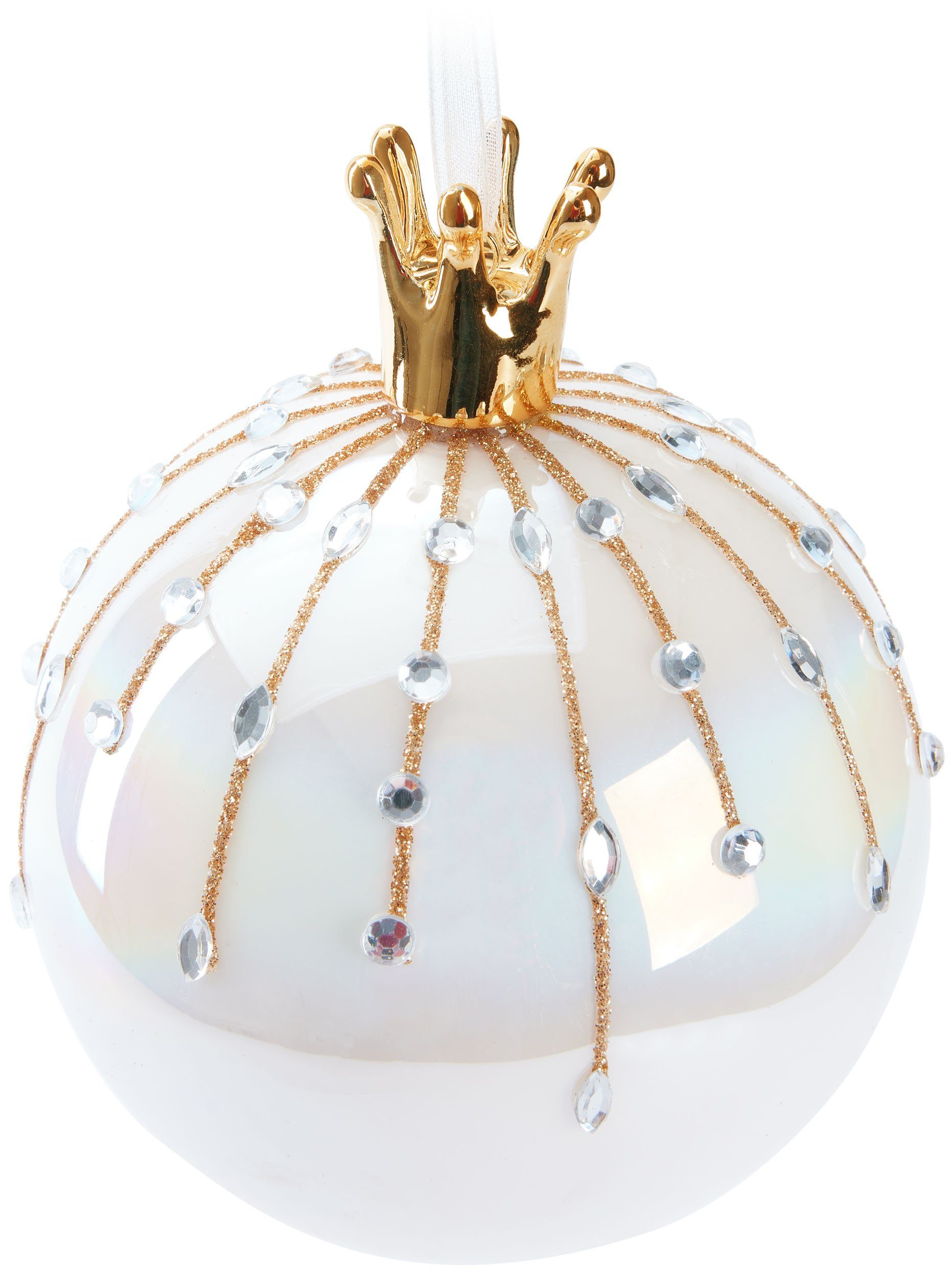 Weihnachtsbaumkugel Premium Weihnachtskugel in Perlmutt Farbe - 10 cm Baumkugel aus Glas