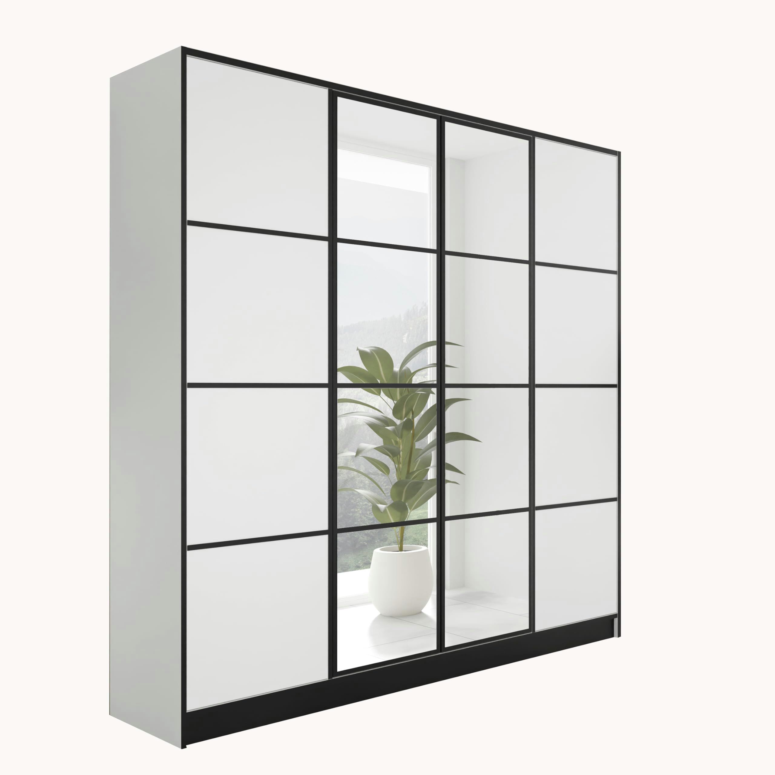 KIER FURNITURE Drehtürenschrank Kleiderschrank EDEN - 206.4 x 205 x 39 cm - Weiß