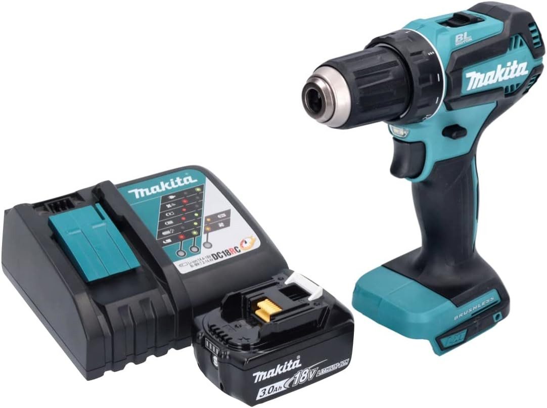 Makita Akku-Schrauber DDF485Z + 3 AH Akku BL1830B + Ladegerät DC18RC, (1-tlg)