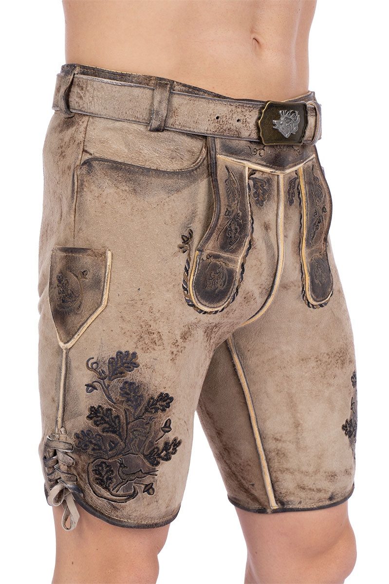 Maddox Trachtenlederhose Lederhose Herren kurz - HARTSEE - beige/schwarz