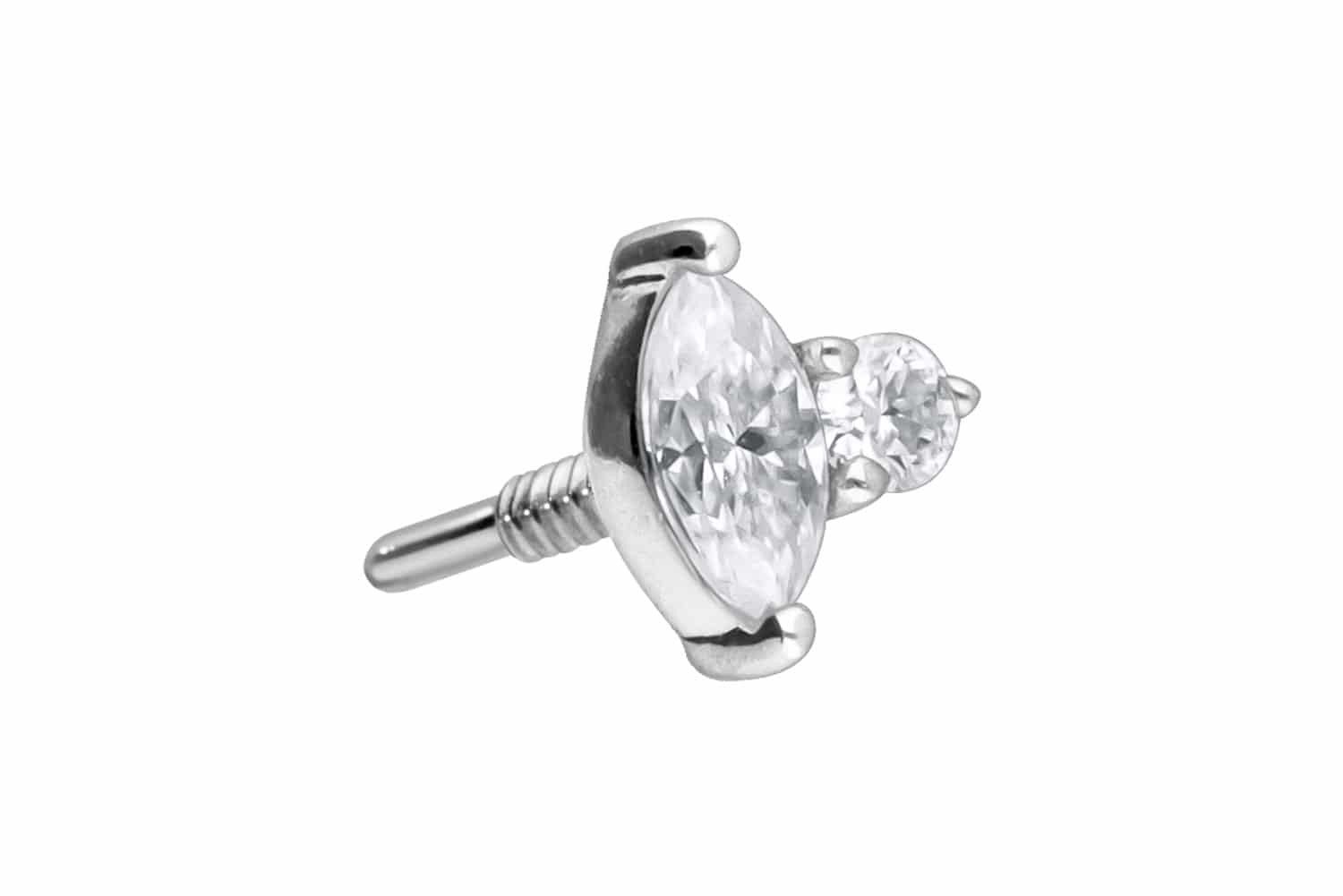 Piercing-Set 14 Karat Gold Schraubaufsatz mit Außengewinde MOISSANIT-DESIGN
