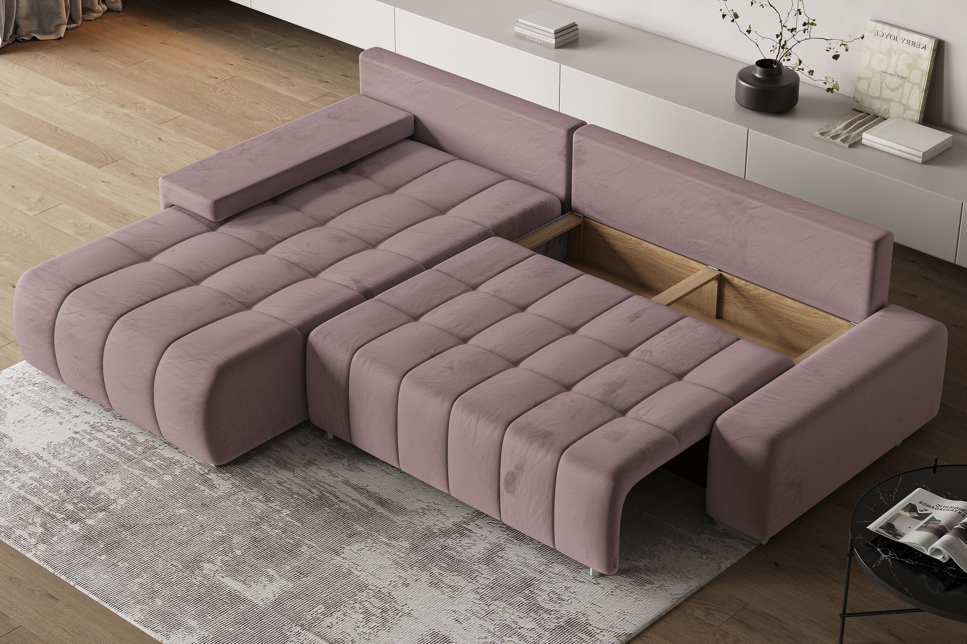 Masseno Ecksofa ALESE mit Schlaffunktion L-Form, Sofa mit Bettkasten