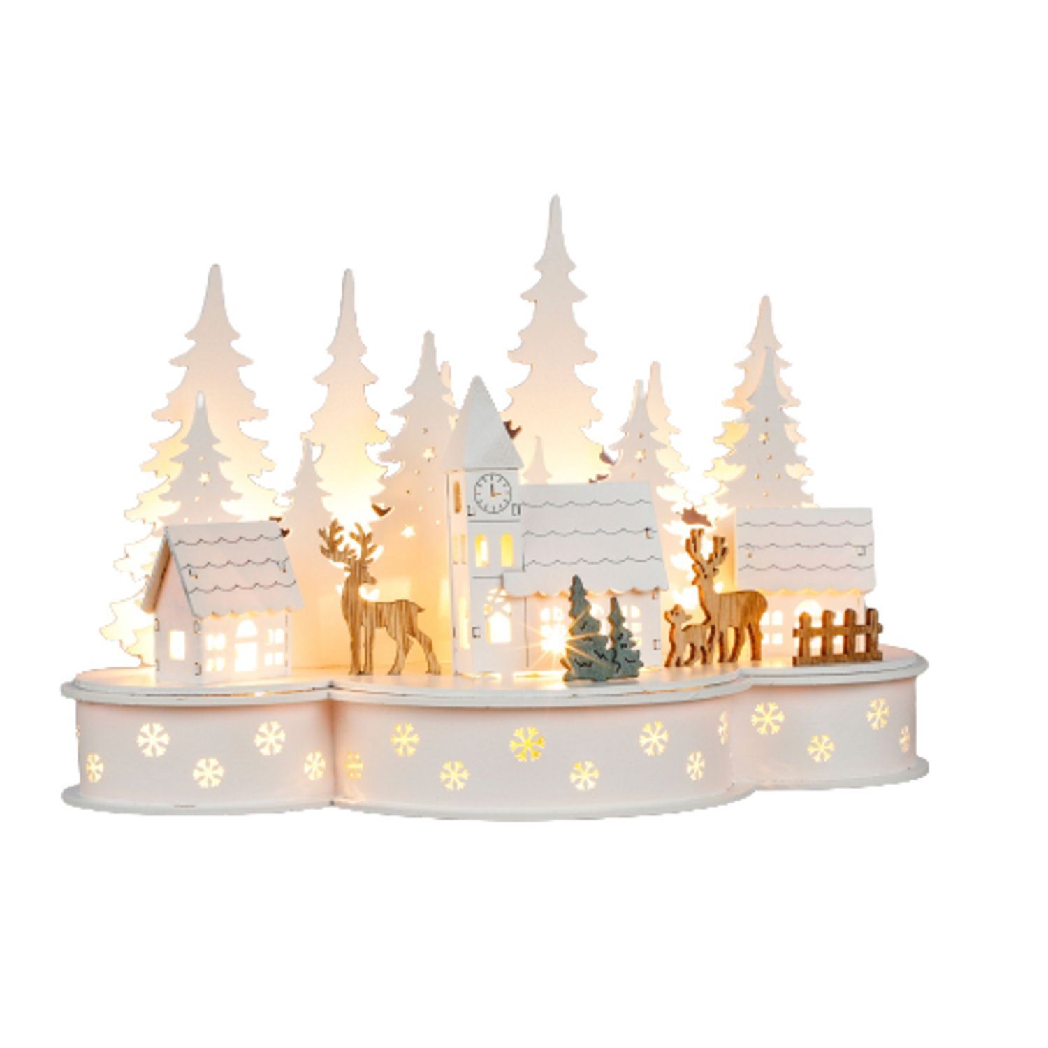 Gravidus Weihnachtsdorf Beleuchtete LED Weihnachtsstadt mit Rentieren Weihn günstig online kaufen