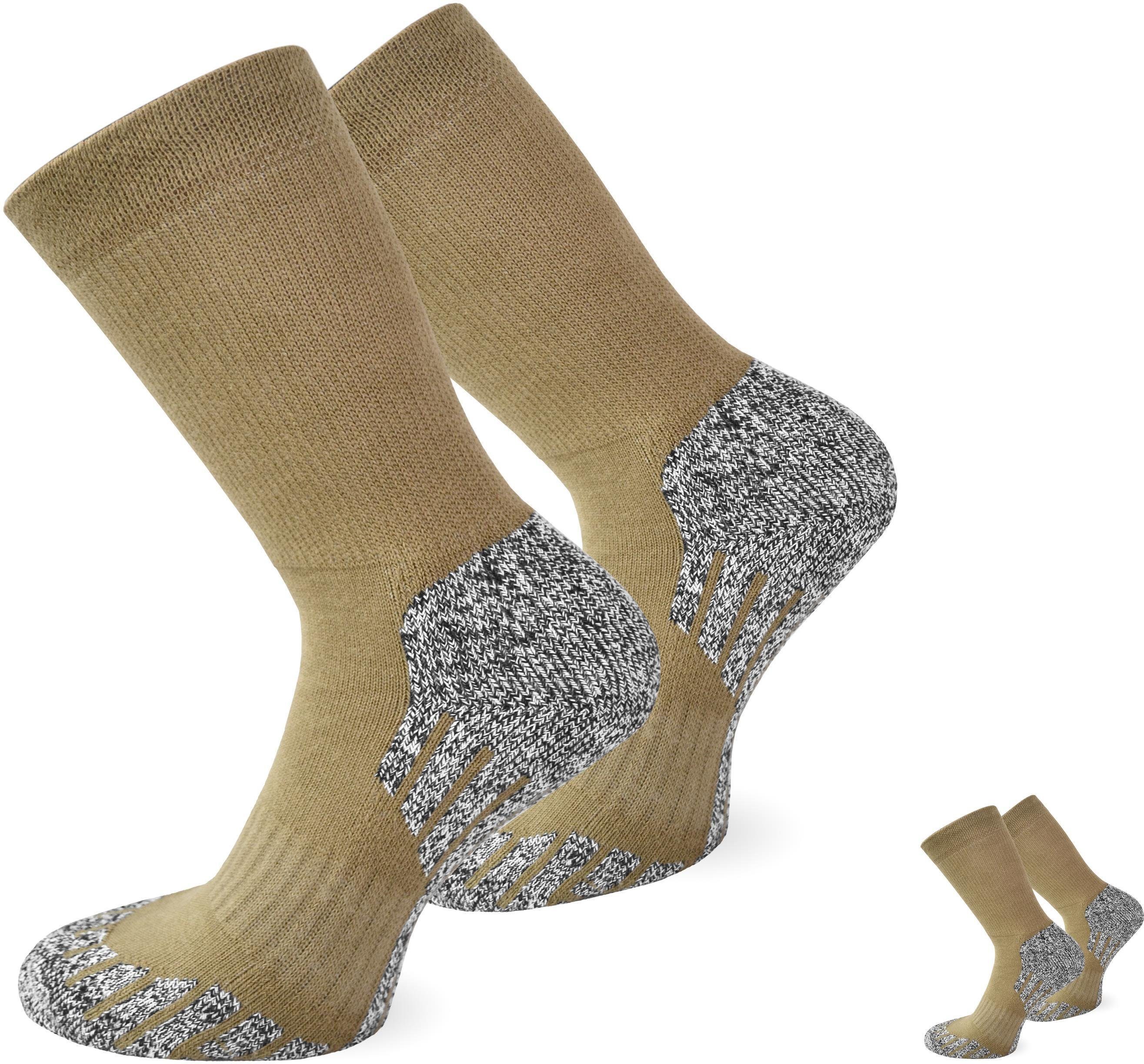 normani Wandersocken 2 Paar Coolmax Trekking-Funktionssocken (Set, 2 Paar) spezielle Polsterung im Fersen- und Ballenbereich Beige