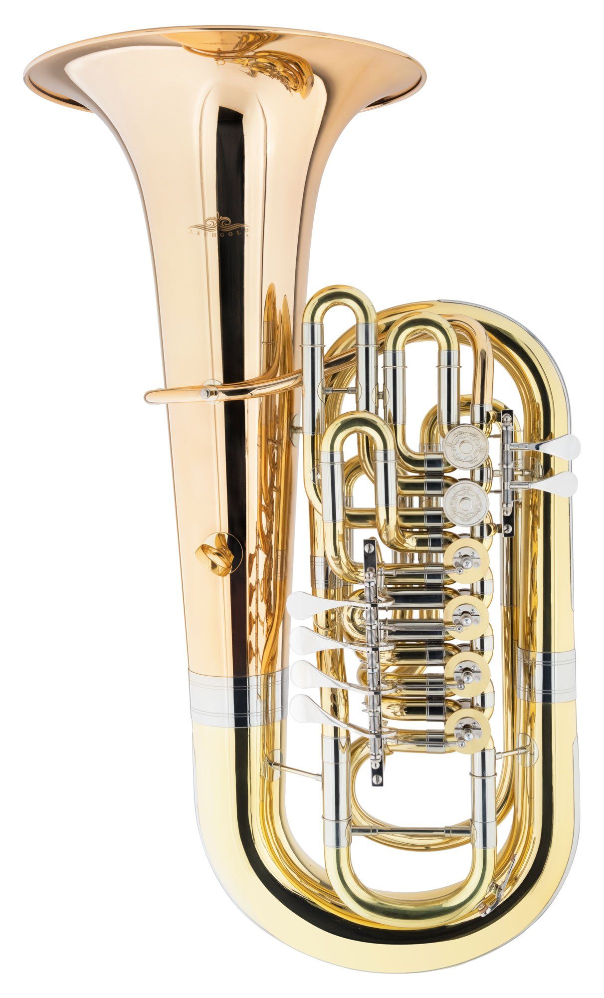Lechgold Tuba FT-15/6 F-Tuba - 4+2 Messing Ventile mit gravierten Ventildeckeln, Set, Inkl. Hartschalenkoffer, Tuba Stimmung: F, Schallbecher: 40 cm