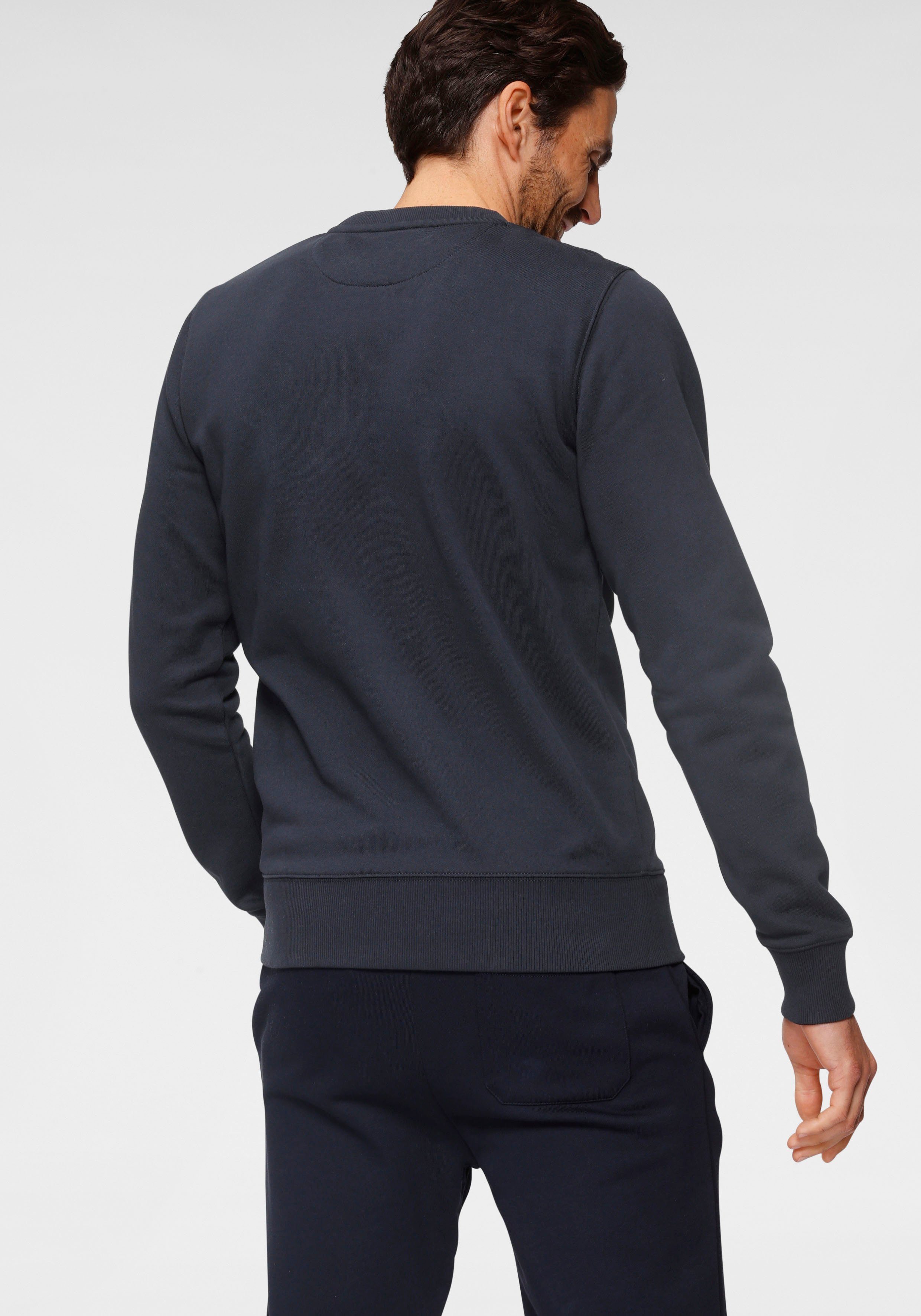 mit Saum blue C-NECK und Gant Ärmel ORIGINAL an SWEAT evening Rippbündchen Sweatshirt