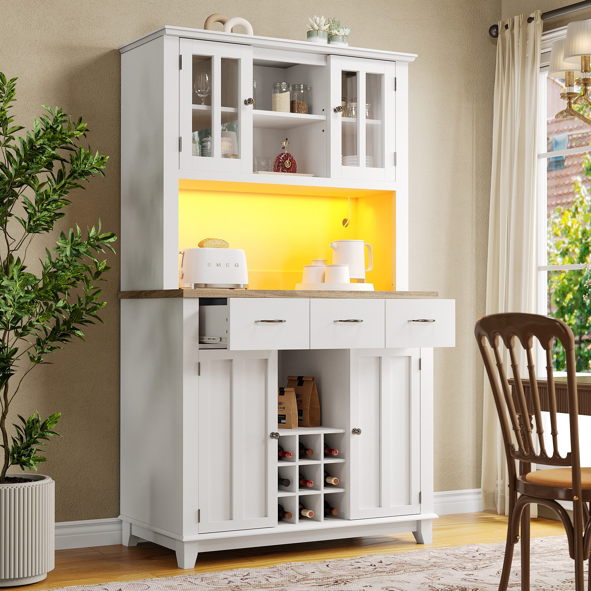 Celya Küchenbuffet Küchenschrank,Hochschrank Küchenbuffet,Vitrinenschrank, günstig online kaufen