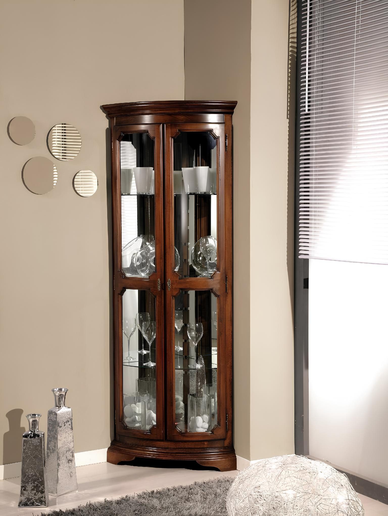 JVmoebel Eckvitrine Elegante Möbel aus Glas und Holz im stilvollen Design Made in Europa